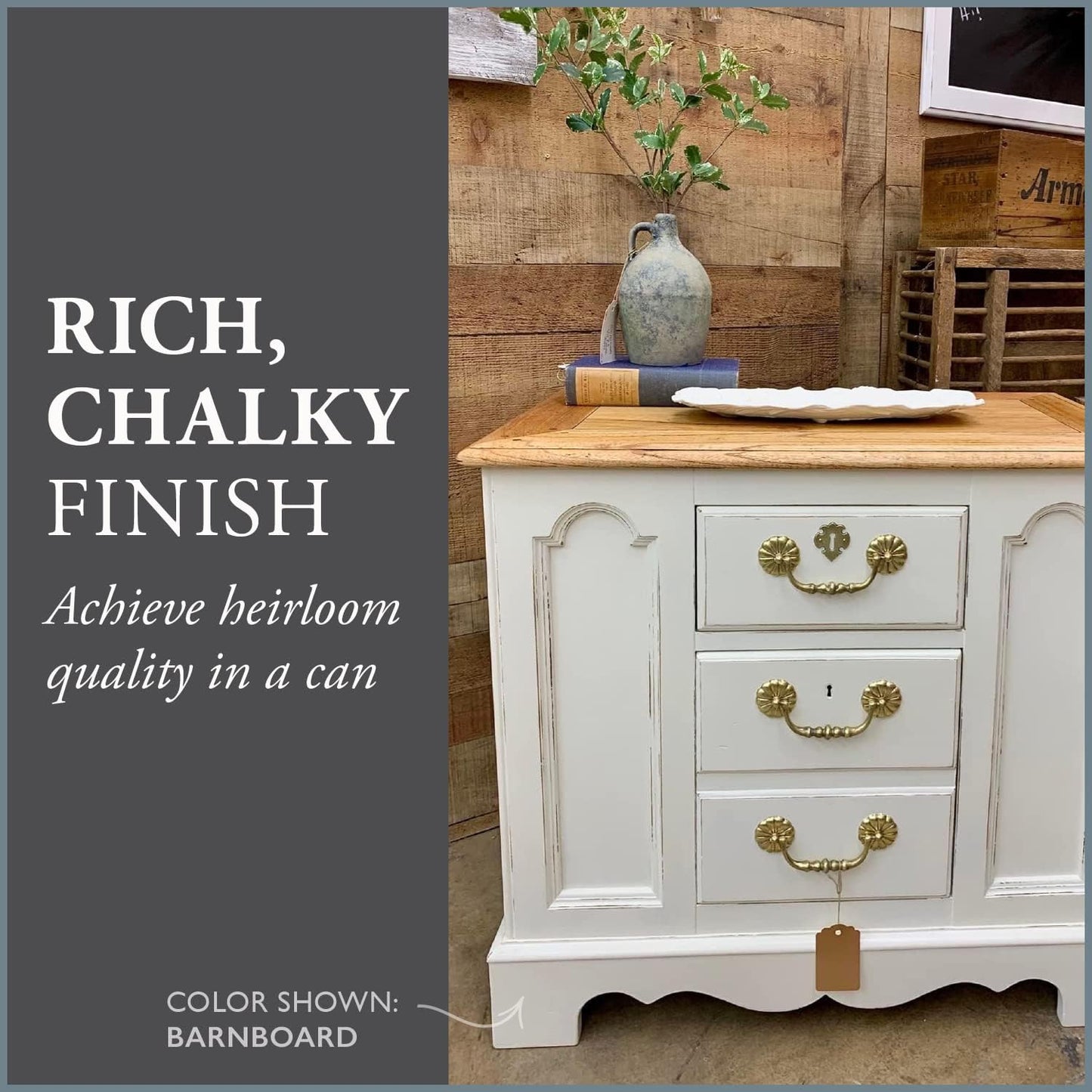 AMY HOWARD AT HOME Chalk-Based One Step Paint for Furniture, Cabinetry, Decor, Finish, and More | No Stripping, Sanding, or Priming | Ultra-Light Base | 16 Ounce | Barnboard