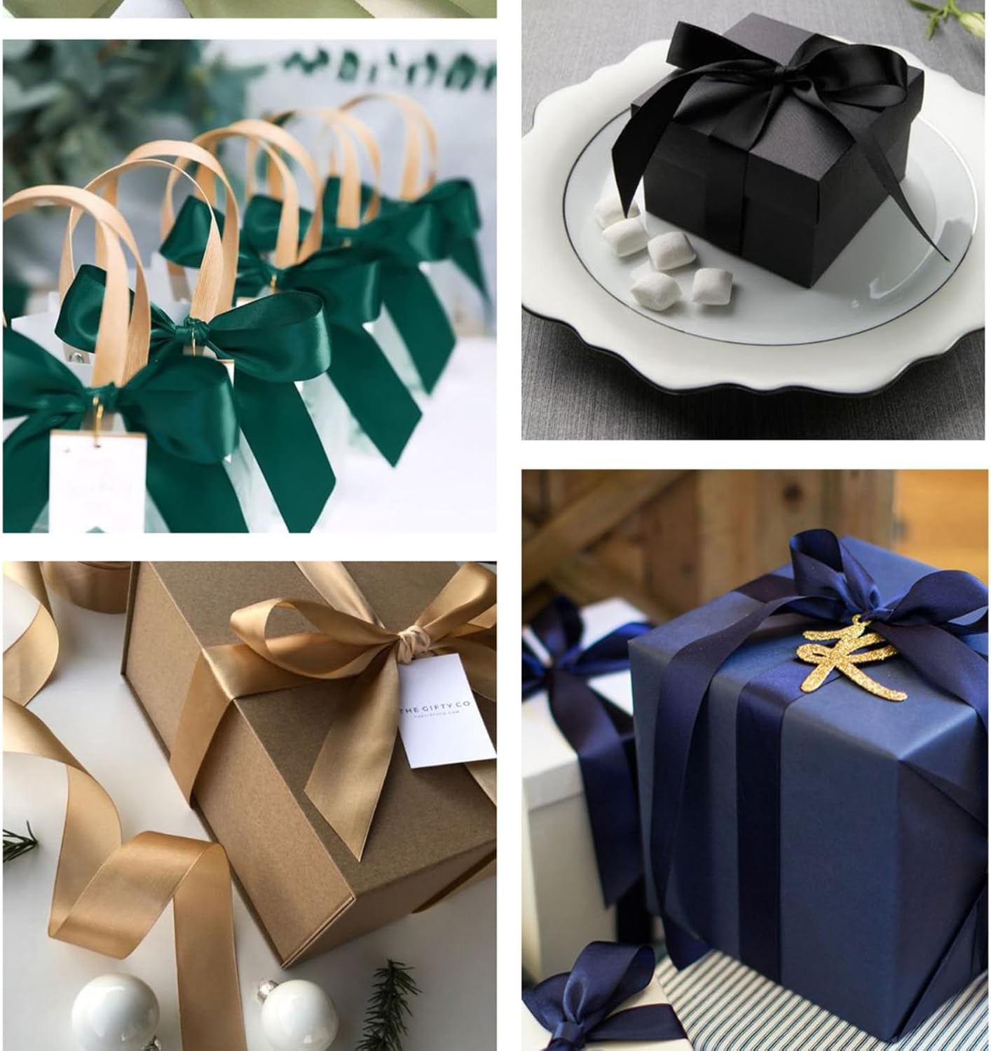 1" x 100 Yards Black Polyester Satin Ribbon Single Faced Bulk Fabric Ribbons for Gift Wrapping, Crafting, Bows Making, Flower Bouquet, Wedding, Home Decor