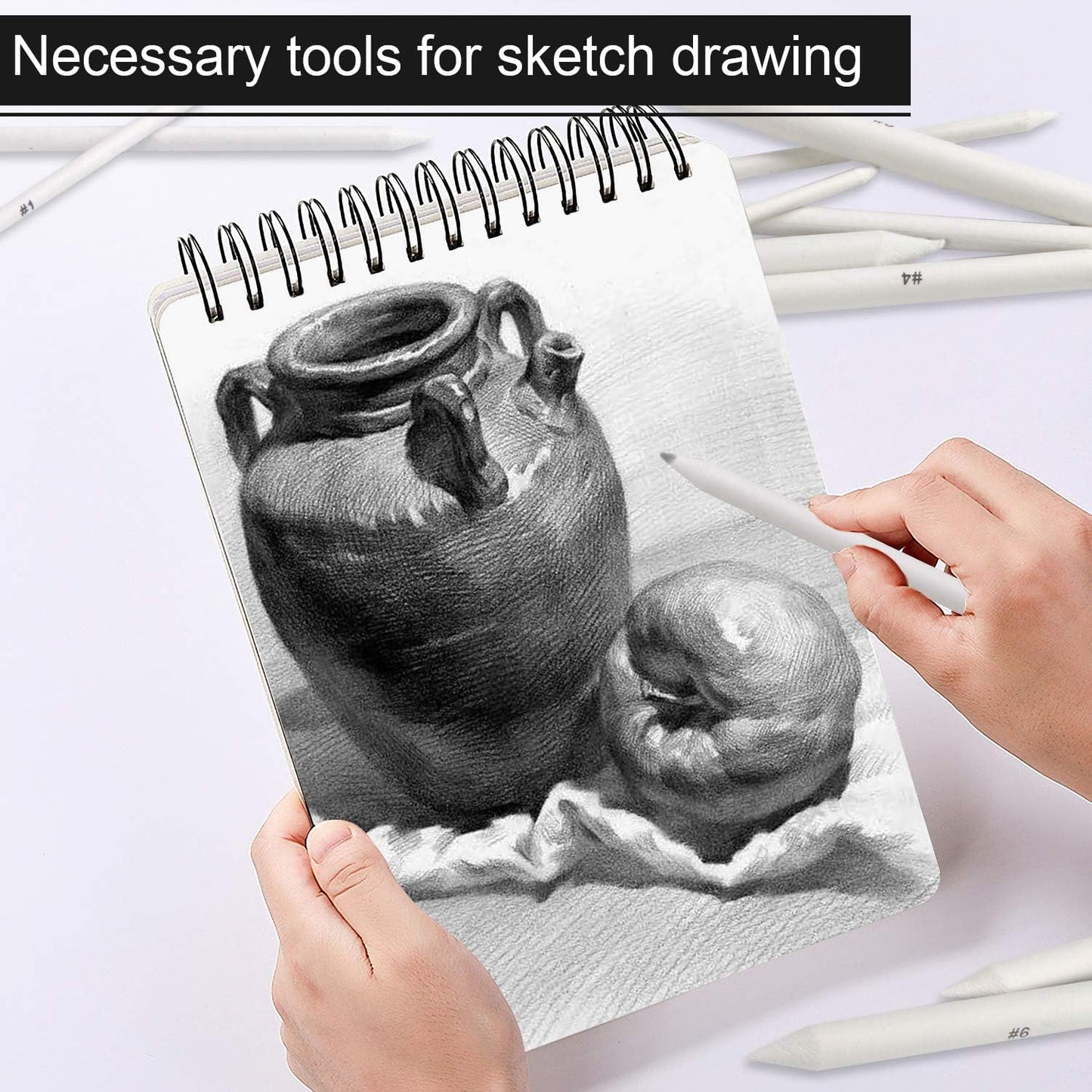 FEBSNOW 84 Pcs Blending Stumps and Tortillions, Paper Art Blenders, Art Pencils, Drawing Pencils for Student Artist Charcoal Sketch Drawing Tools, Sketch Supplies