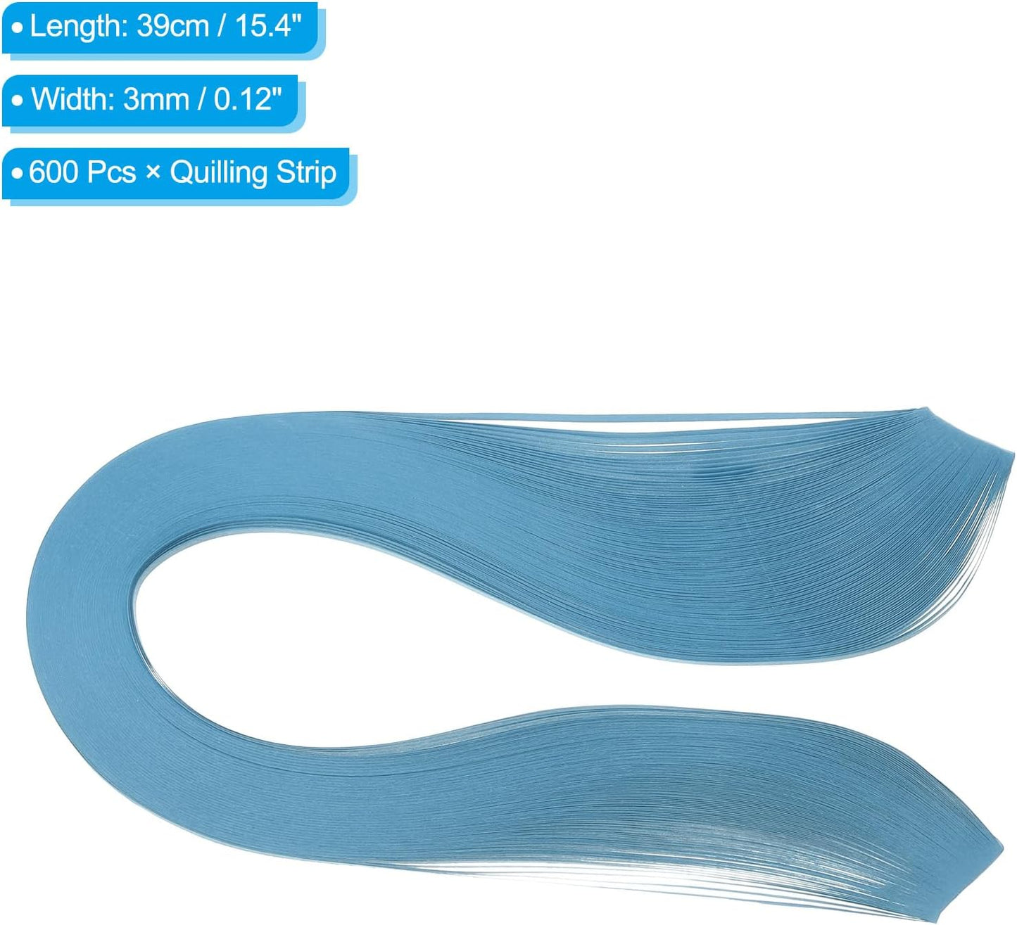 PATIKIL 600pcs Quilling Strips Paper 1/8"(3mm) 39cm Origami Paper Quilling Strip for Art DIY Hand Craft Christmas, Aquamarine Blue