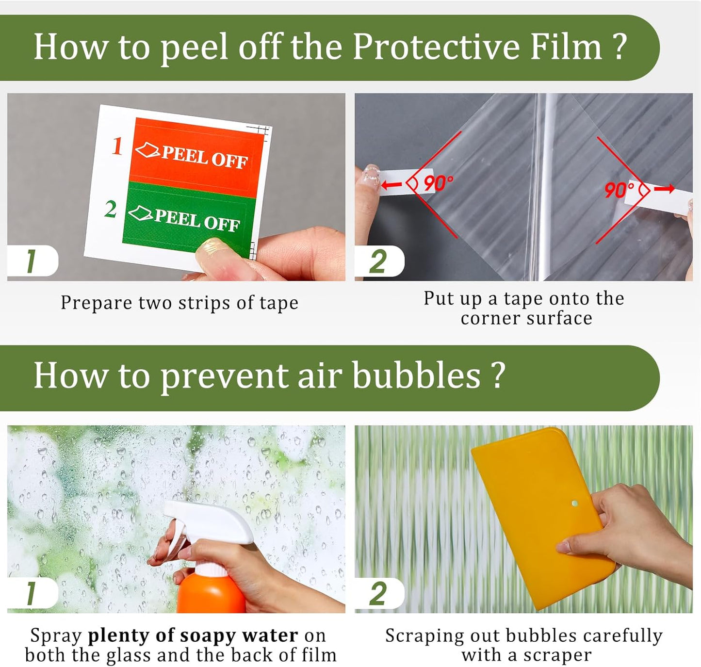 Beautyhero Window Privacy Film, Frosted Reeded Glass Cling, 3D Decorative Coverings with UV Blocking, Adhesive Stickers for Bathroom Doors Cabinet