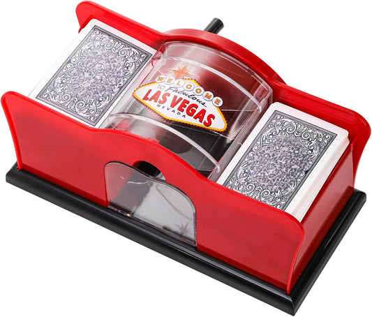 Frcctre Manual Card Shuffler 2 Deck with Hand Crank, Manual Poker Card Shuffler Cards Mixer Machine for Standard Size Playing Cards
