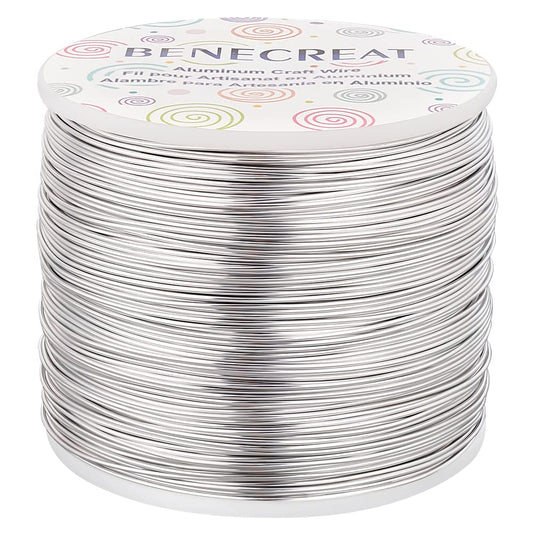 BENECREAT 20 Gauge 770FT Aluminum Wire Anodized Jewelry Craft Making Beading Floral Silver Color Aluminum Craft Wire for Flower Gardening, Gem Wrapping Jewelry Making