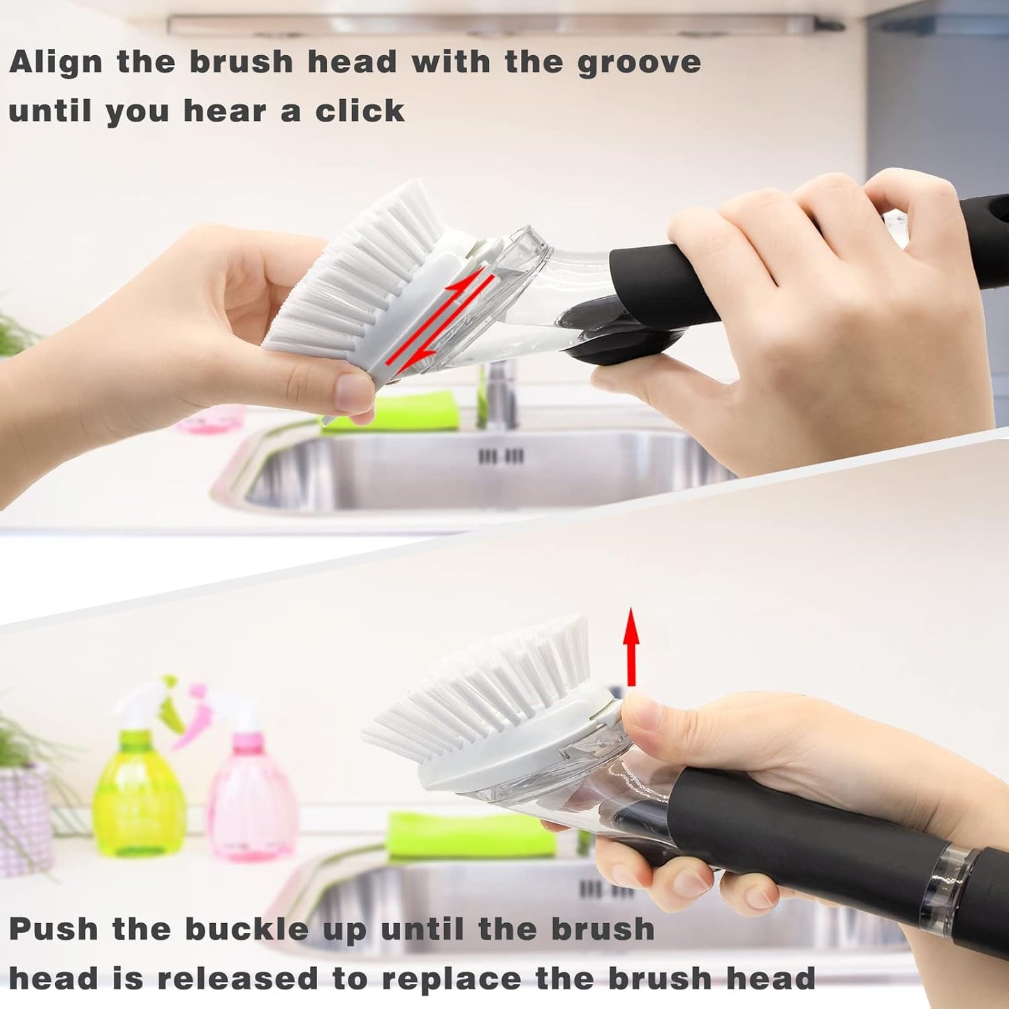 Brush Refills for OXO Dish Brush - 8 Pack Dish Brush Cleaning Soap Dispensing Head Replacement for Scrubber (White)