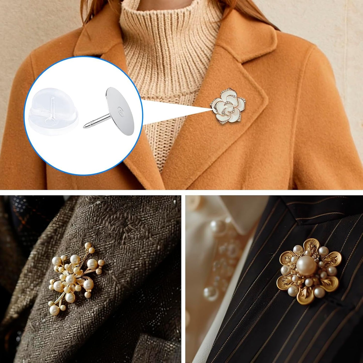 50 Pairs Rubber Butterfly Clutch Backs – Blank Pin Backings Replacement, Tie Tacks Keepers Replacement with Lapel Enamel Pins, Tie Tacks Blank Pins Enamel Pins, Brooches & DIY Craft Making