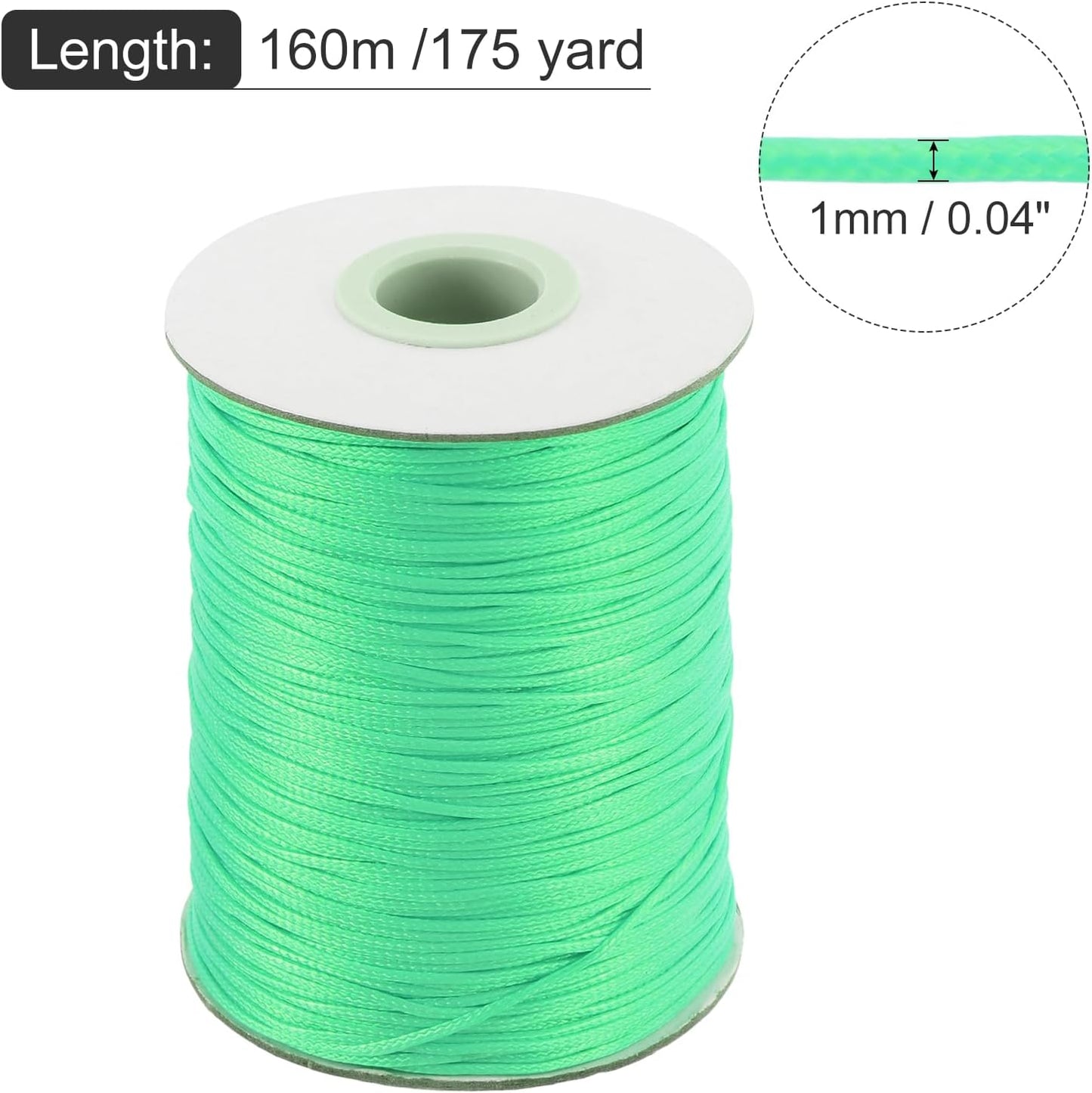 MECCANIXITY Waxed Cord 1mm Waxed Polyester Cord 175 Yard Wax String for Bracelet Making,Necklaces, Beading,Jewelry Making and DIY Crafts(Light Green)