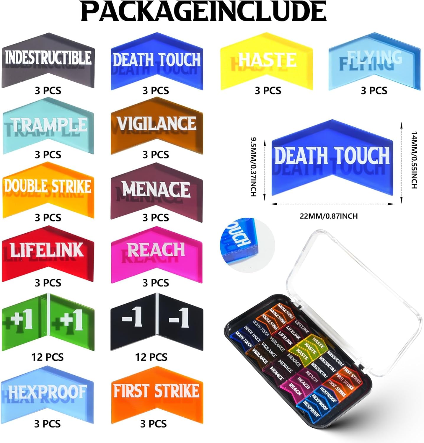 60 PCS MTG Keyword Counters Buff Abilities Counter Tokens with Box for Magic The Gathering, MTG, TCG, Card Games Accessories (Multicolor, 60)