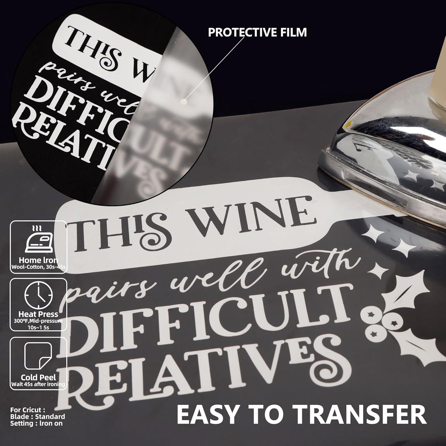 Guangyintong White HTV Heat Transfer Vinyl Rolls, 12" X 100ft Iron on Vinyl PVC Adhesive for T-Shirt, Easy to Cut & Weed for DIY Design