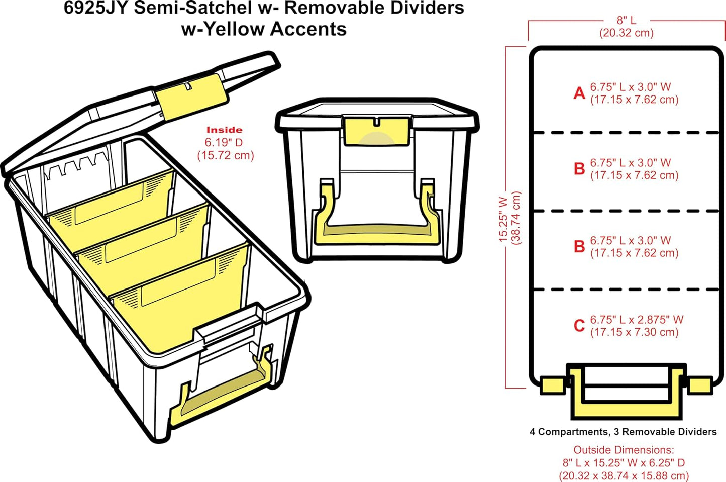 ArtBin 6925JY Semi Satchel with Yellow Accents Storage Container, Clear