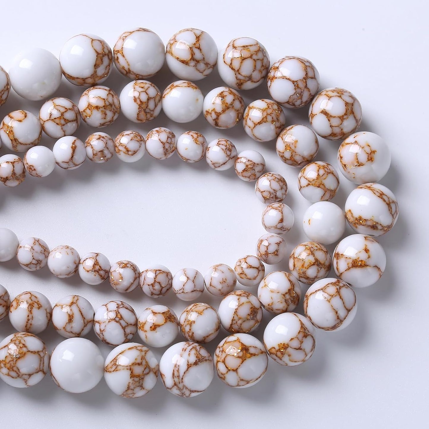 36pcs 10mm White Howlite Spun Gold Stone Beads for Jewelry Making Natural Stone Energy Healing Beads DIY Bracelet Necklace 15" (10mm, White Howlite Spun Gold Stone)