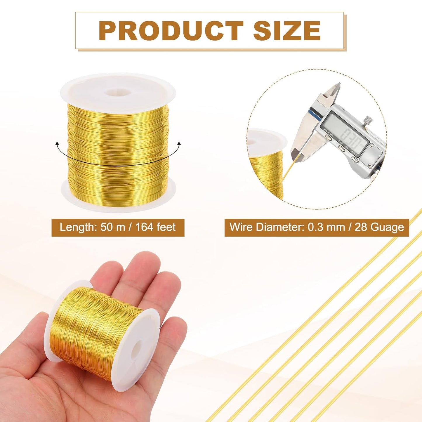 PATIKIL 28 Guage/ 0.3 mm 328 Feet Jewelry Craft Wire, 2 Pcs Copper Beading Wire with Plier for Beading Jewelry Making Supplies Earrings Bracelets Accessories Sculptures, Gold