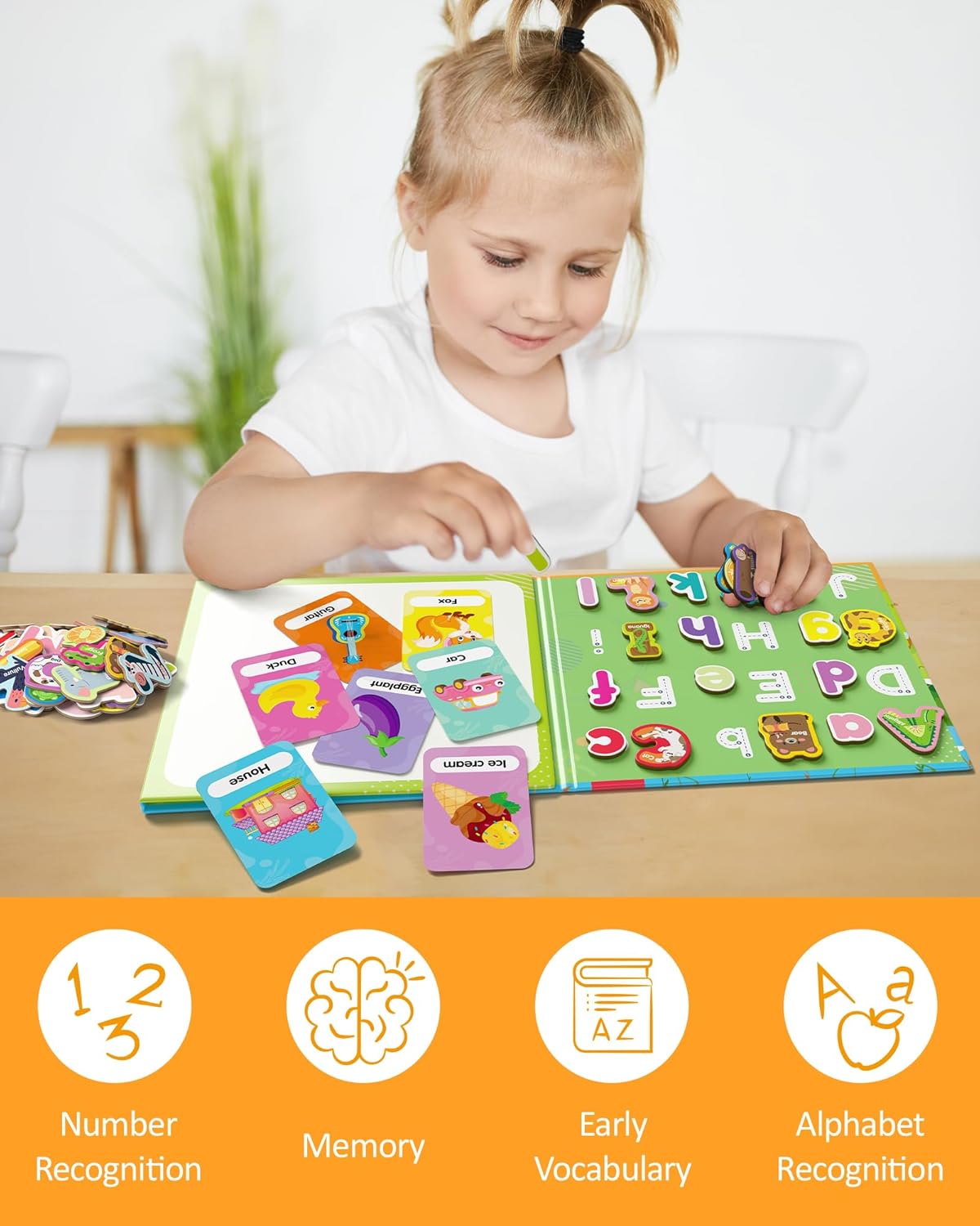 Coogam Magnetic Letters and Numbers, 36 Animal & Fruit Fridge Magnets, Uppercase Lowercase Alphabet Number Matching Game, Educational Spelling Learning Flashcards Toy Gift for 3 4 5 Years Old Kids