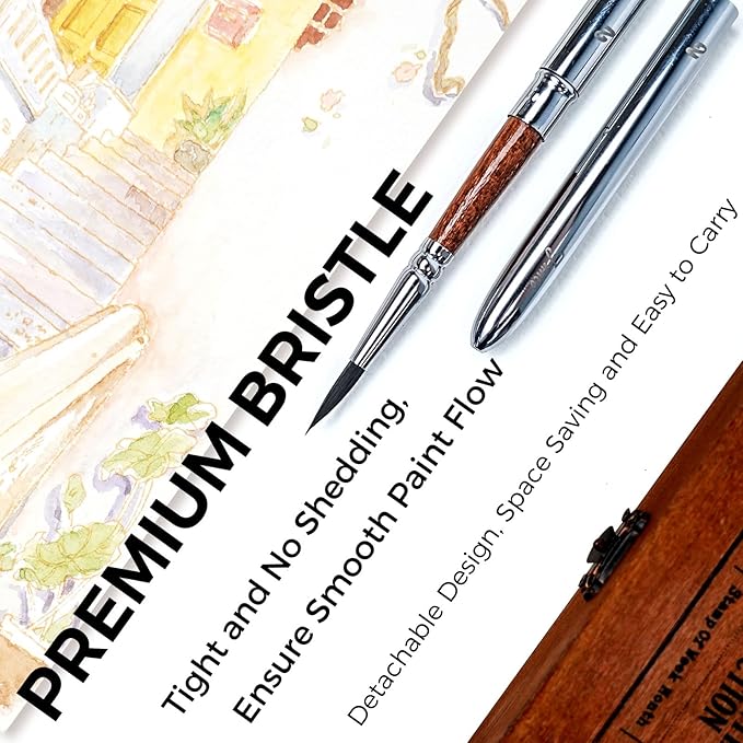 Funto Mini Watercolor Set Travel Kit with 9 Colors, Leather Bag & Watercolor Paper, Portable Drawing & Painting Supplies for Beginners, Art Gift Set