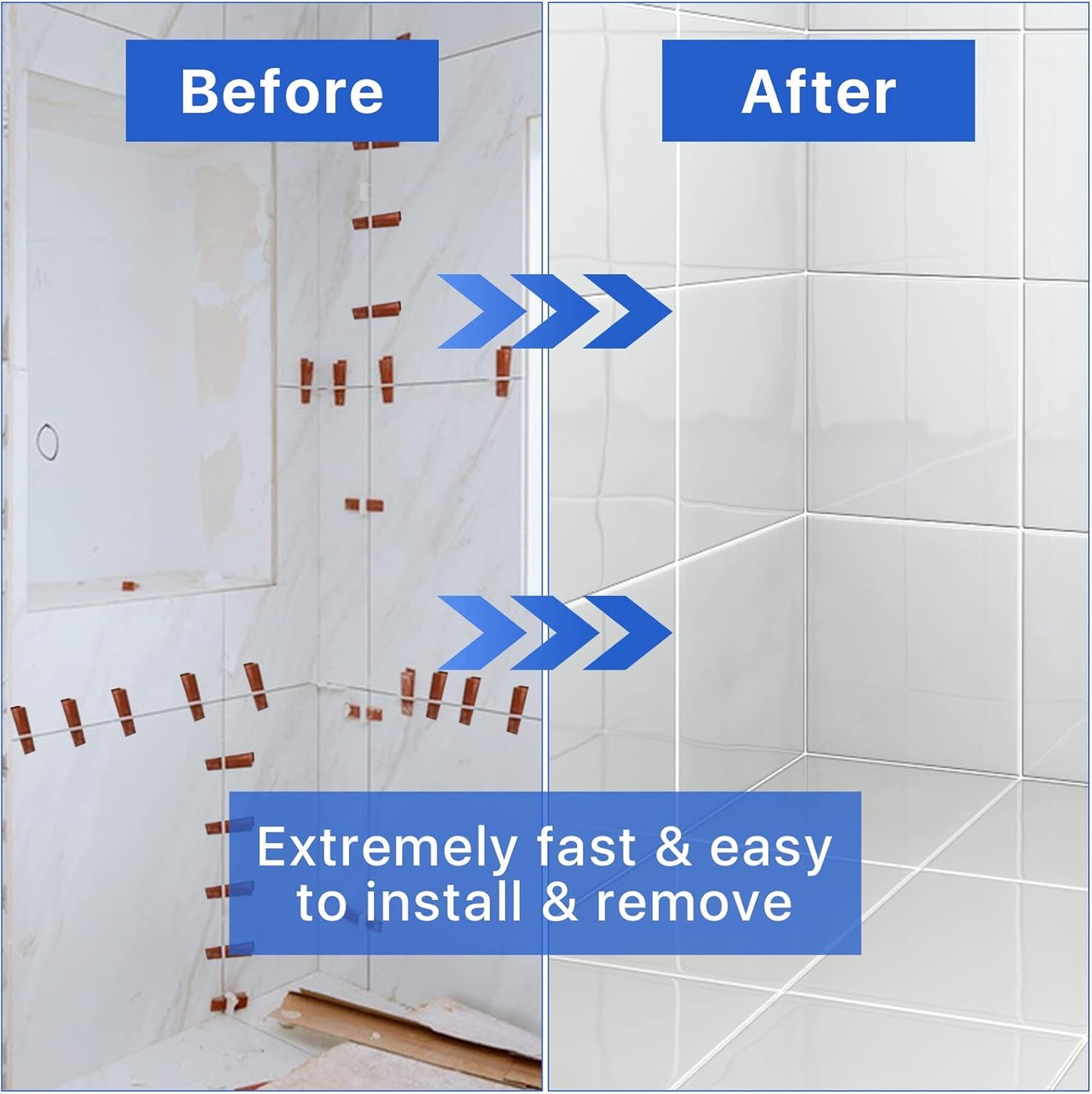 1100 Pcs Tile Leveling System Clips 1/16" (1.5mm) for Ceramic Tile and Stone Installation - DIY Tile Leveler Spacers Kit for Perfect Alignment(1100, 1/16)