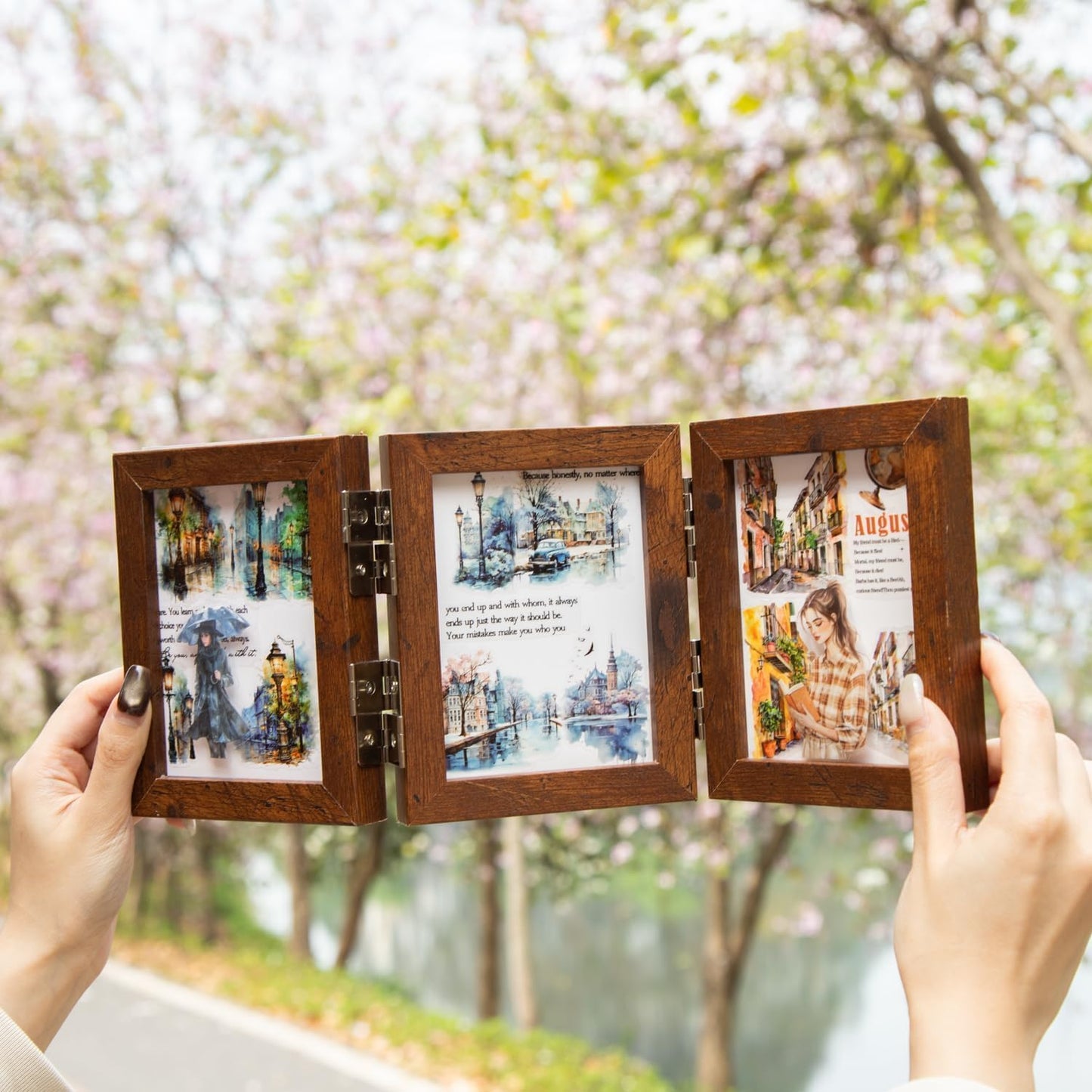 PET Tape Stickers for Journaling,6 Rolls Transparent Street Landscape Stickers for Scrapbook Supplies,Junk Journal,DIY Arts Crafts(Street Corner Travels)