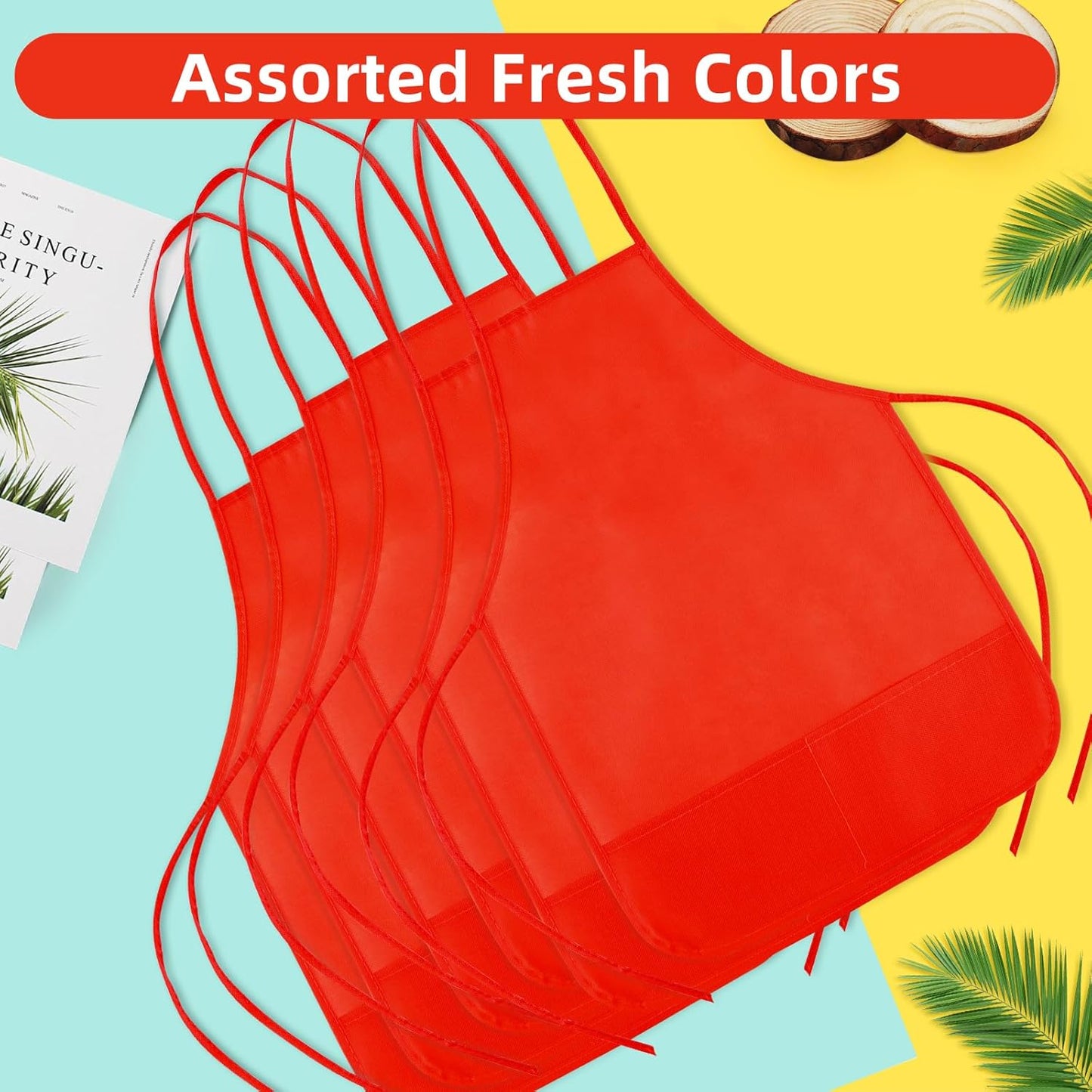 CHRORINE 6/12/24 Pack Kids Painting Apron Toddler Art Aprons for Kids Paint Apron Smock for Painting Cooking Craft Activity