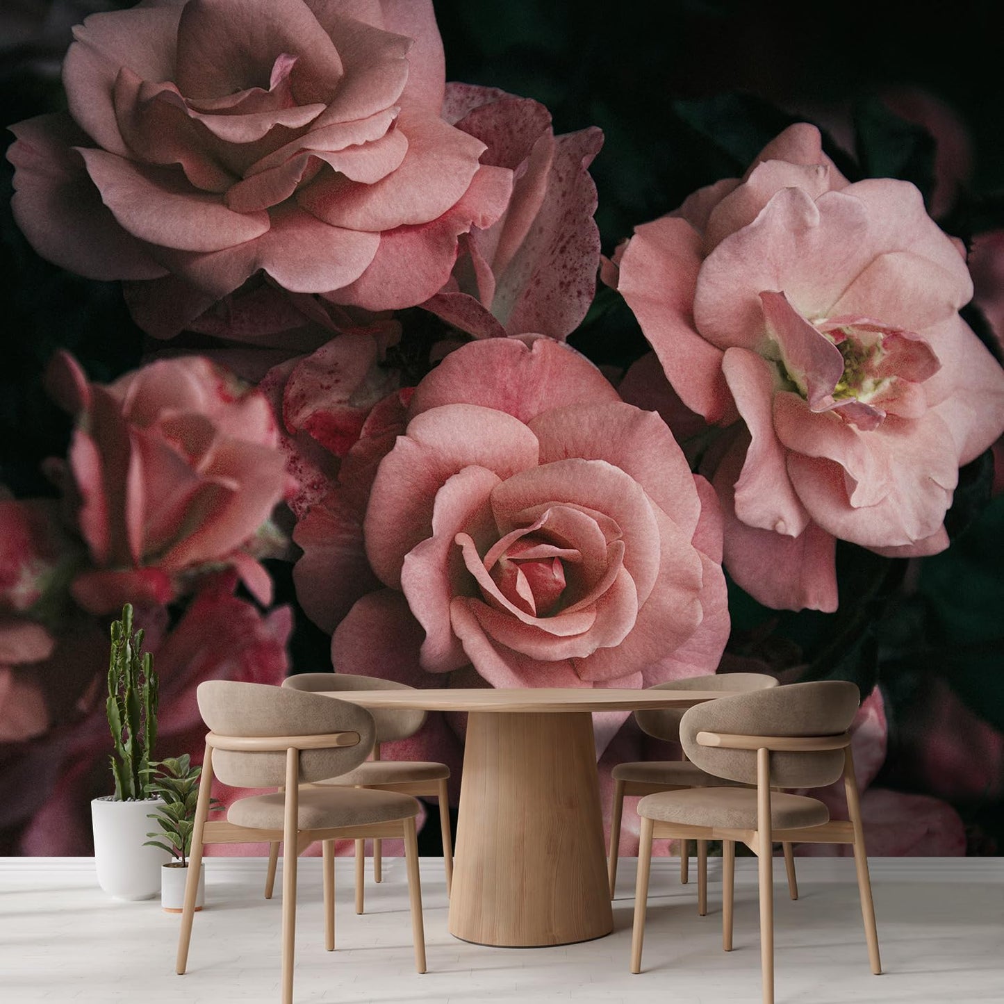 wall26 Removable Wall Sticker/Wall Mural Close Up Dark Rose Flower Blossoms Nature Wilderness Photography Decorative Botanical Relax/Calm Floral for Living Room, Bedroom, Office - 108x168 inches