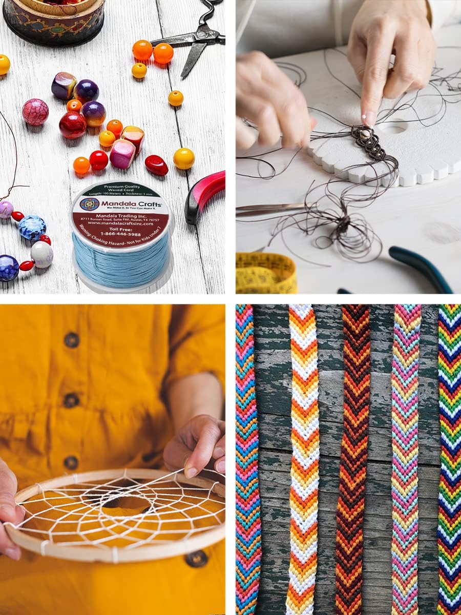 Mandala Crafts 1mm 109 Yards Baby Pink Cotton Waxed Cord for Jewelry Making Bracelet Cord Waxed String - Beading String Thread Jewelry Cords for Necklaces String