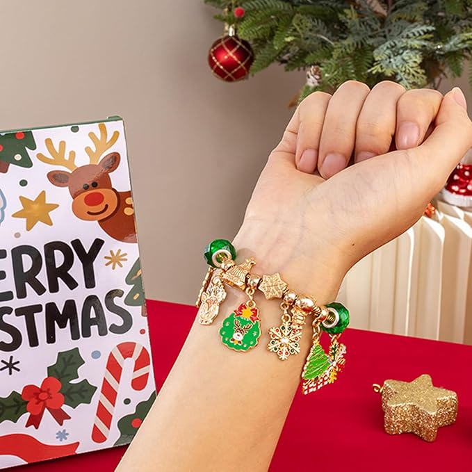 Advent Calendar, Jewelry Advent Calendar, DIY Bracelet Accessory 2025, 24 Days Making Jewelry Kit for Adults Women Kids Xmas Holiday