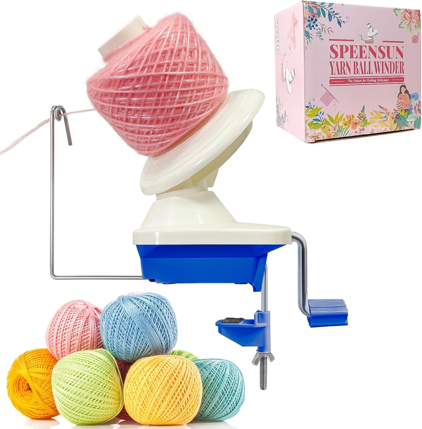 SPEENSUN Yarn Ball Winder, Crochet Yarn Winder, Efficient Yarn Cake Maker Make 3.5oz Yarn Cakes, Easy to Use and Install Crochet Yarn Roller with Lower Noise, The Helper for Knitting Enthusiast
