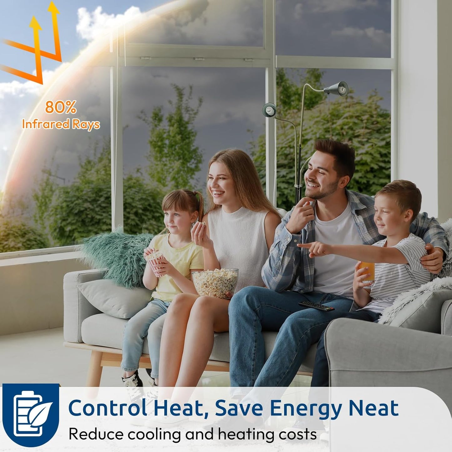 rabbitgoo Window Privacy Film One Way Window Tint for Home, Removable Reflective Heat Sun Blocking Anti UV Glass Door Covering, Mirror Tinting Film House Office, 35.4 in X 6.5 Feet, Silver