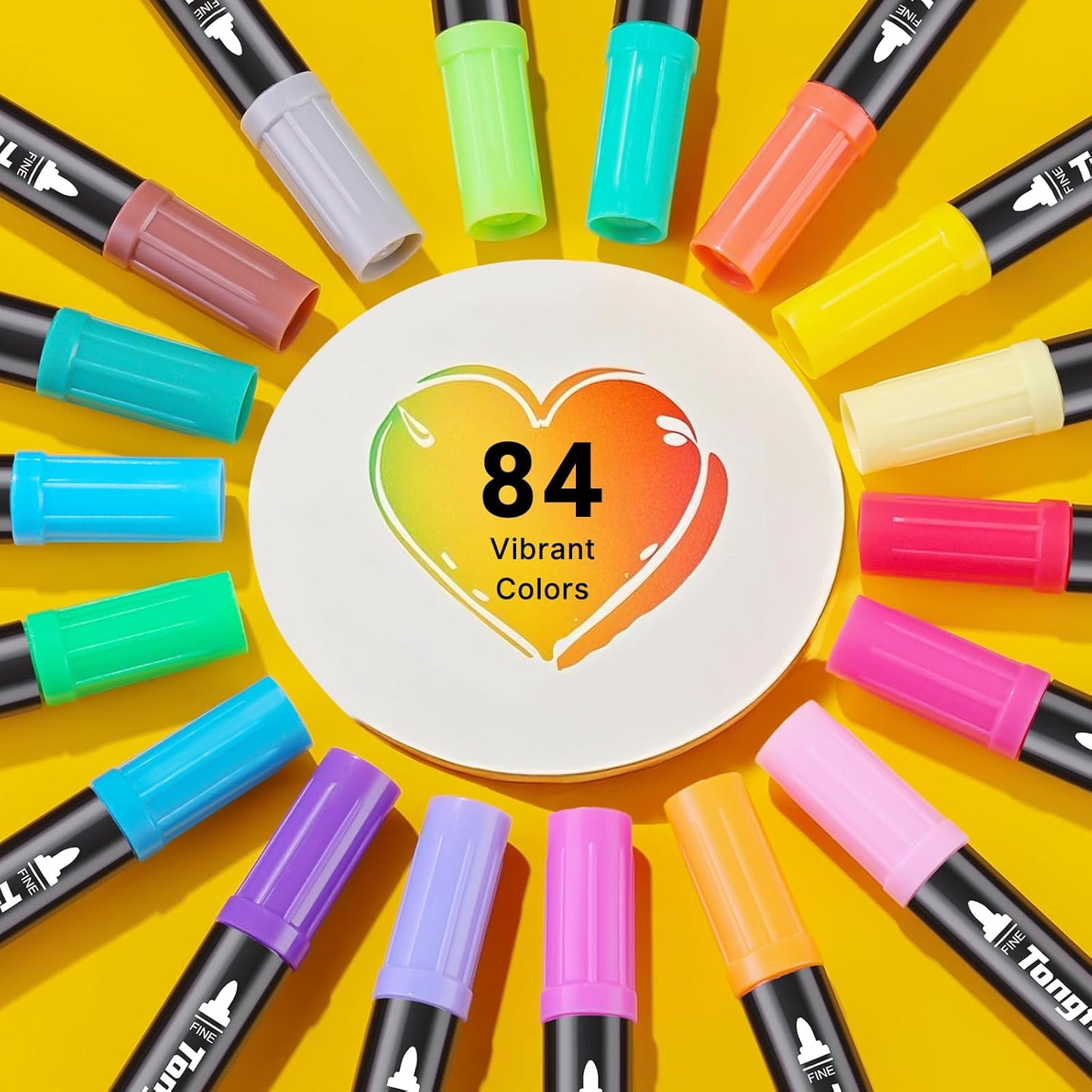 Tongfushop 84 Colors Acrylic Paint Markers, Dual Tip Acrylic Paint Pens with Brush Tip & Fine Tip, Fabric Markers for Rock Painting, Wood, Canvas, Stone, Glass, Ceramic, DIY Crafts, Art Supplies