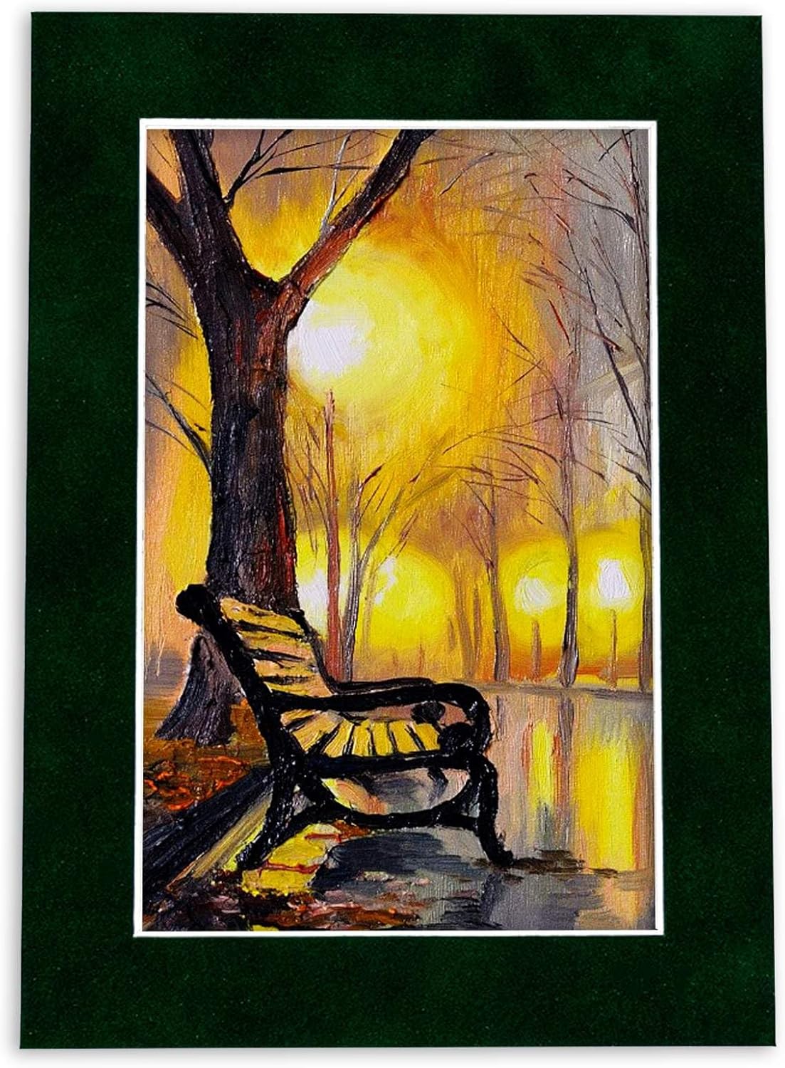 8x10 Mat Bevel Cut for 6x8 Photos - Acid Free Green Suede Precut Matboard - For Pictures, Photos, Framing - 4-ply Thickness