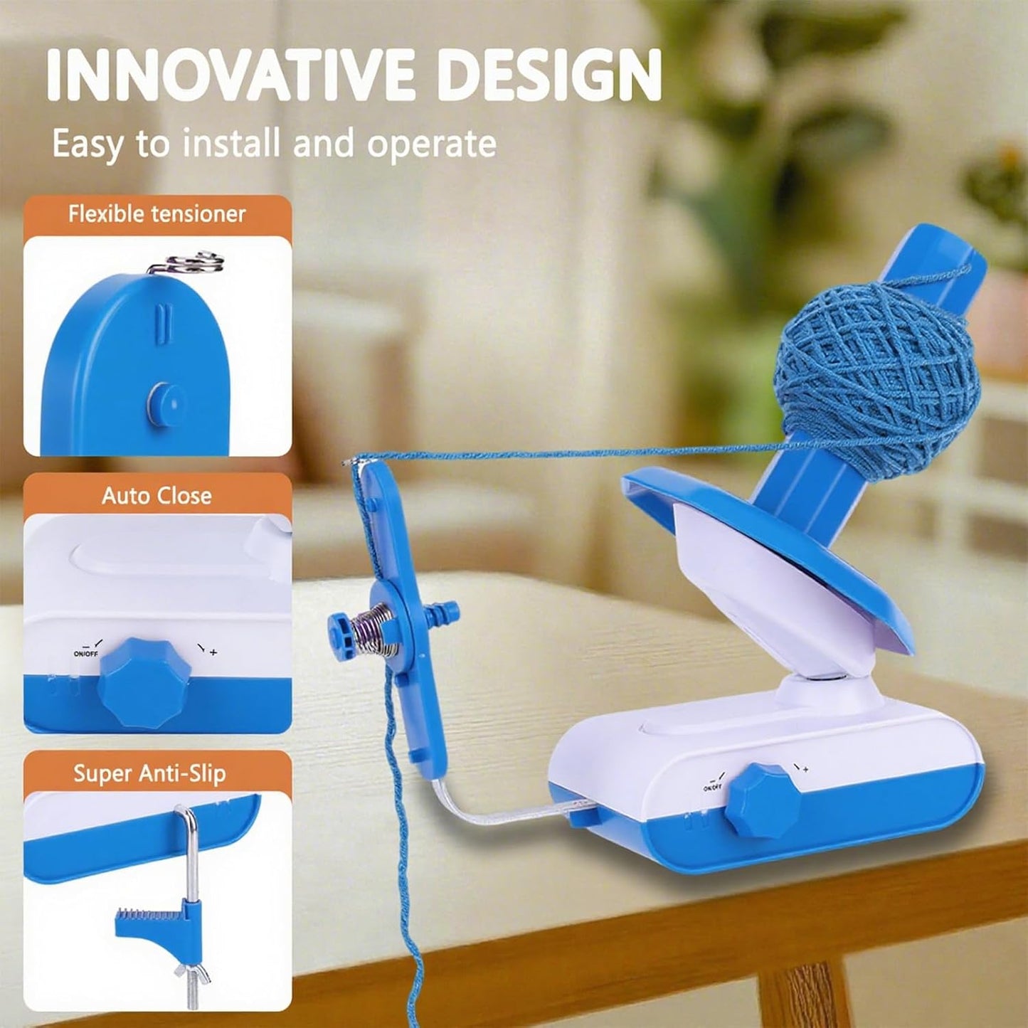 Electric Yarn Winder，13 oz Electric Yarn Ball Winder for Crocheting，Automatic Yarn Spinner Wool Winder, Compact Yarn Cake Winder with Strong Tension Stepless Speed, Ideal Helper for Knitting Lovers