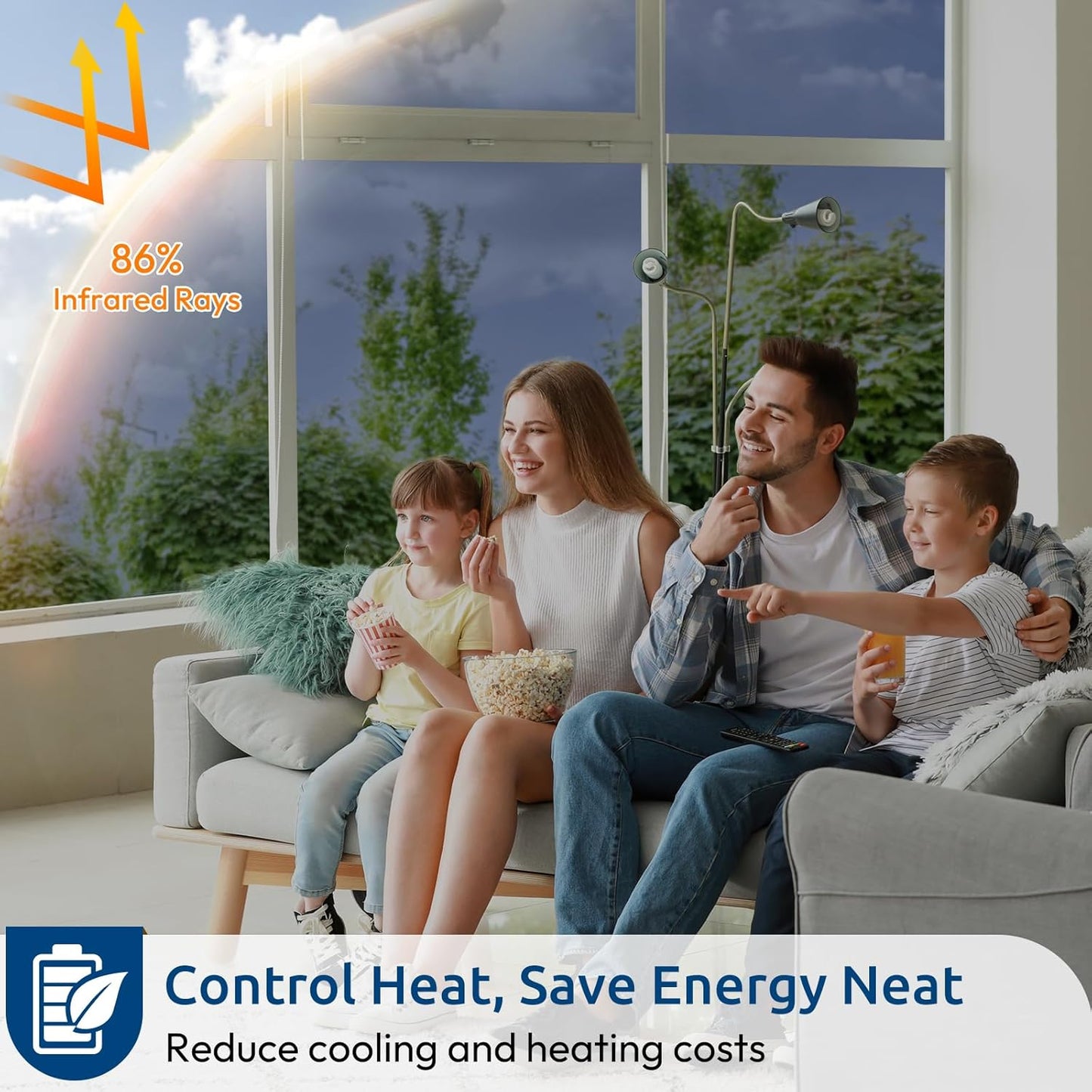 rabbitgoo Window Privacy Film One Way Window Tint for Home, Removable Reflective Heat Sun Blocking Anti UV Glass Door Covering, Mirror Tinting Film House Office, 29.5 in X 6.5 Feet, Blue Silver