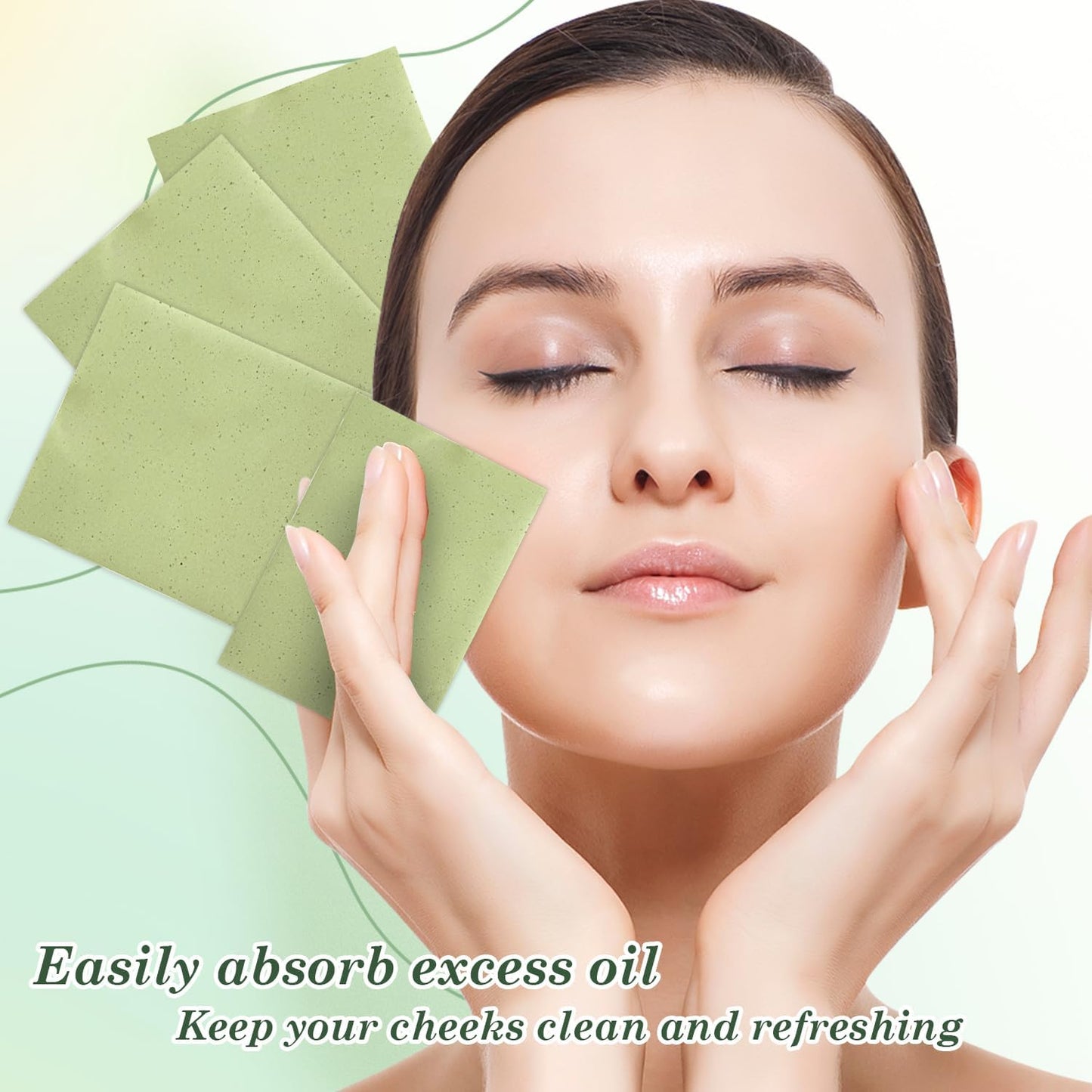 EKIND Oil Blotting Papers Replacement Packs Make Up Pads for Face Shine Control Men Women,Portable Oil Absorbing Tissues for Oily Skin(160 Sheets,Green)