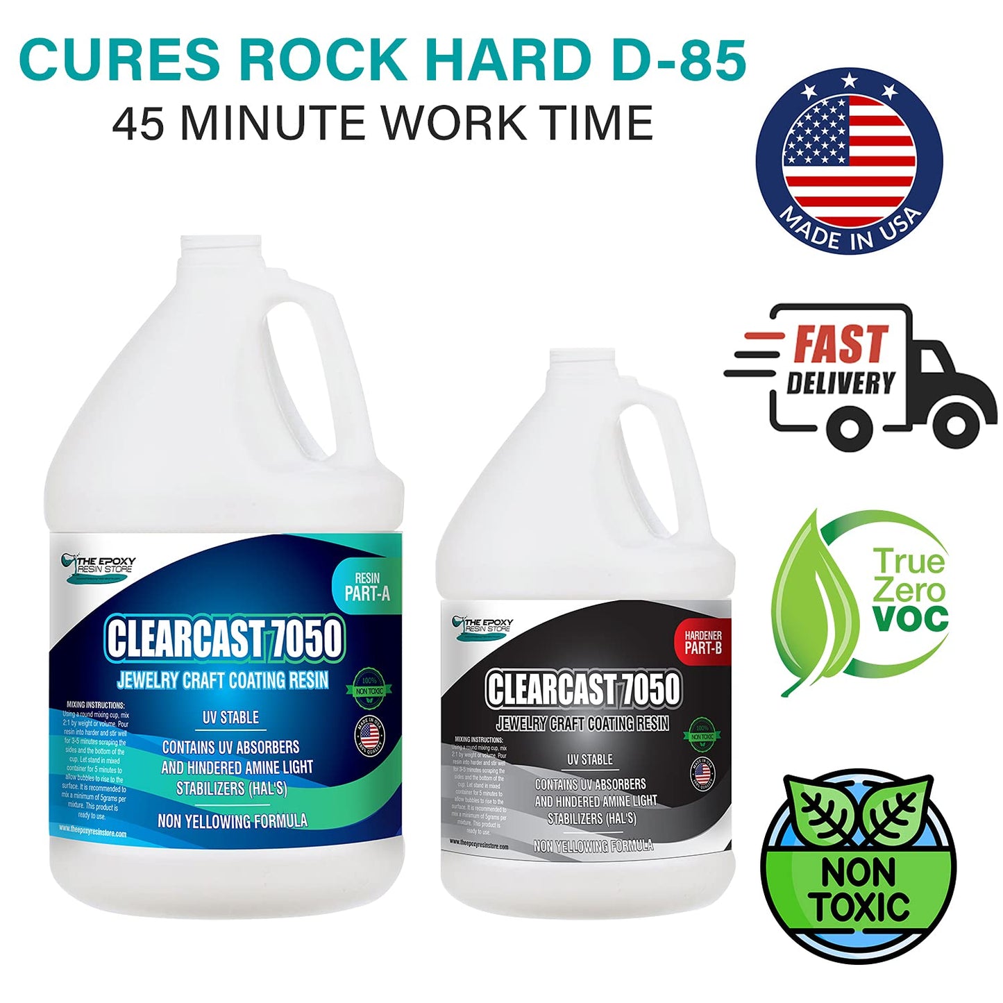 The Epoxy Resin Store Clearcast 7050 UV Resisting Jewelry Craft 2 Part Resin Kit for Art and Decorative Applications, 1.5 Gallons