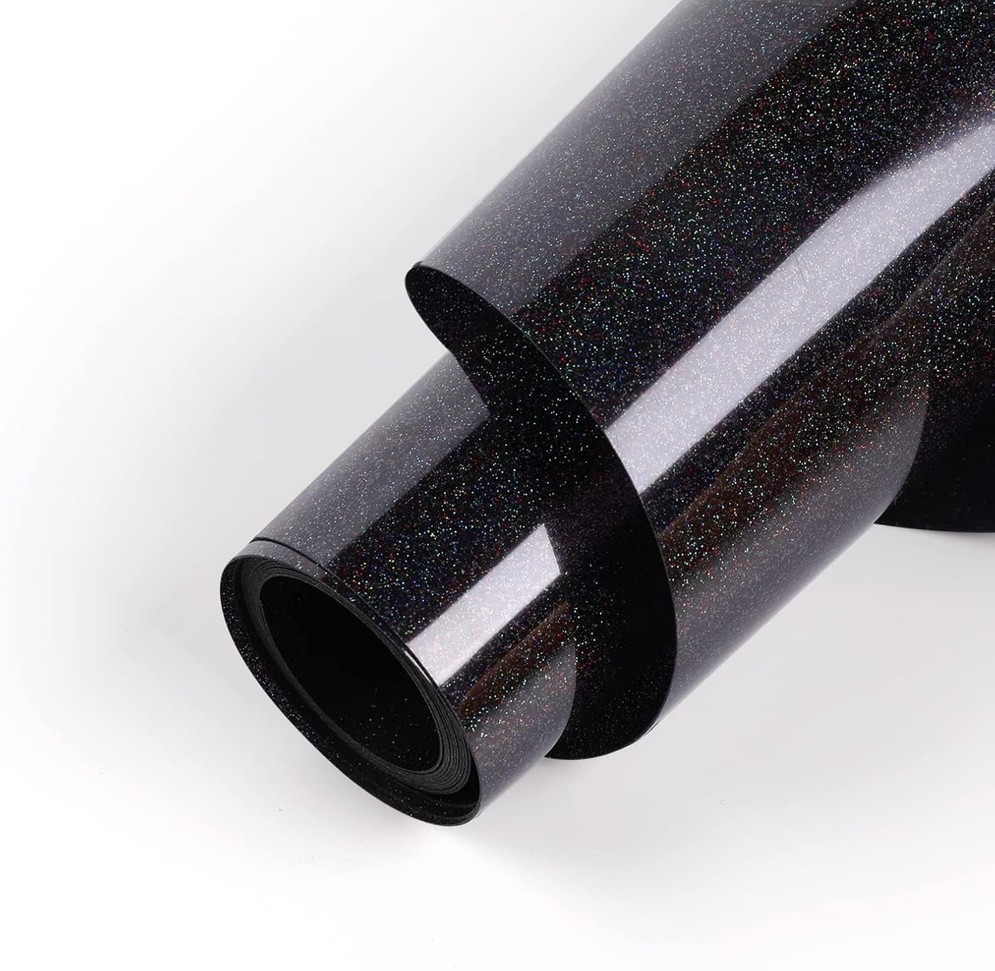 HTVRONT Black Glitter Heat Transfer Vinyl - 10" x 5FT Glitter HTV Vinyl for T-Shirts, Iron on Vinyl for All Cutter Machines