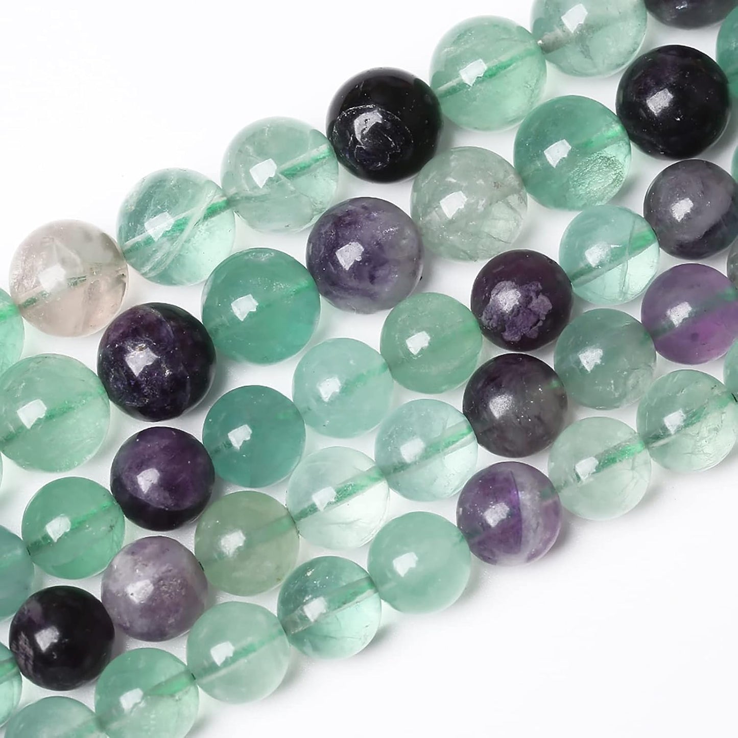 46pcs 8mm Natural Stone Beads Fluorite Gemstone Round Loose Beads for Jewelry Making DIY Bracelet Necklace 15"
