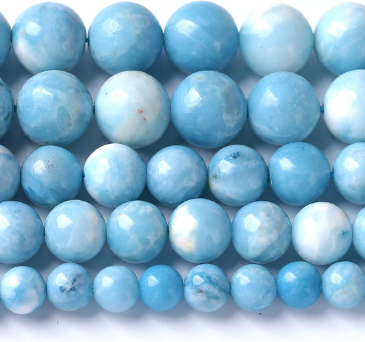 6MM Natural Larimar Blue Gemstone Beads Stone Round Loose Beads for Jewelry Making DIY Bracelet 120pcs 2 Strands 32"