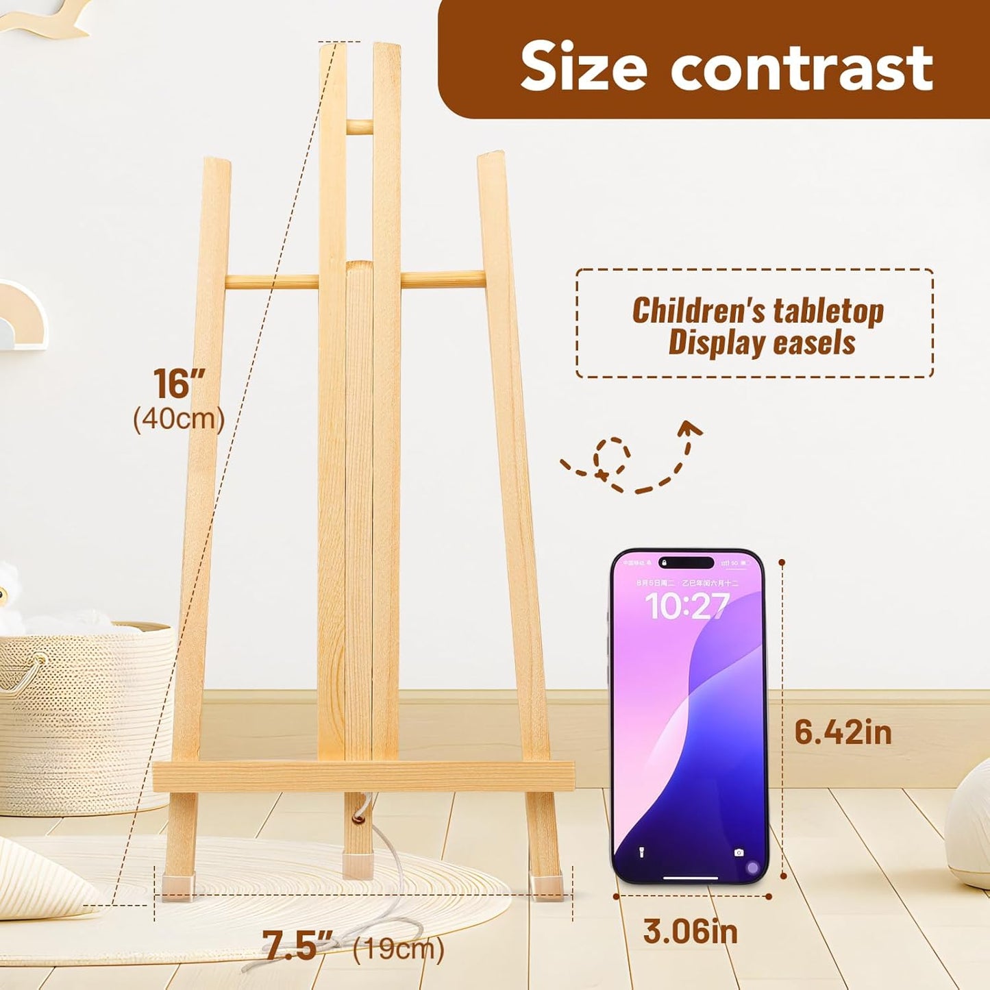 AROIC 15In Wood Easels, Easel Stand for Painting Canvases, Tripod Art Easel, Painting Party Easel, Kids Student Tabletop Easels for Painting, Portable Canvas Photo Picture Sign Holder （16PCS）