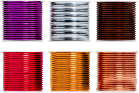 Mandala Crafts 14 Gauge Anodized Aluminum Craft Wire for Jewelry Making – 330 FT Colored Flexible Silver Copper Purple Gold Brown Red Wire - Bendable for Bonsai Armature Crafting Sculpting