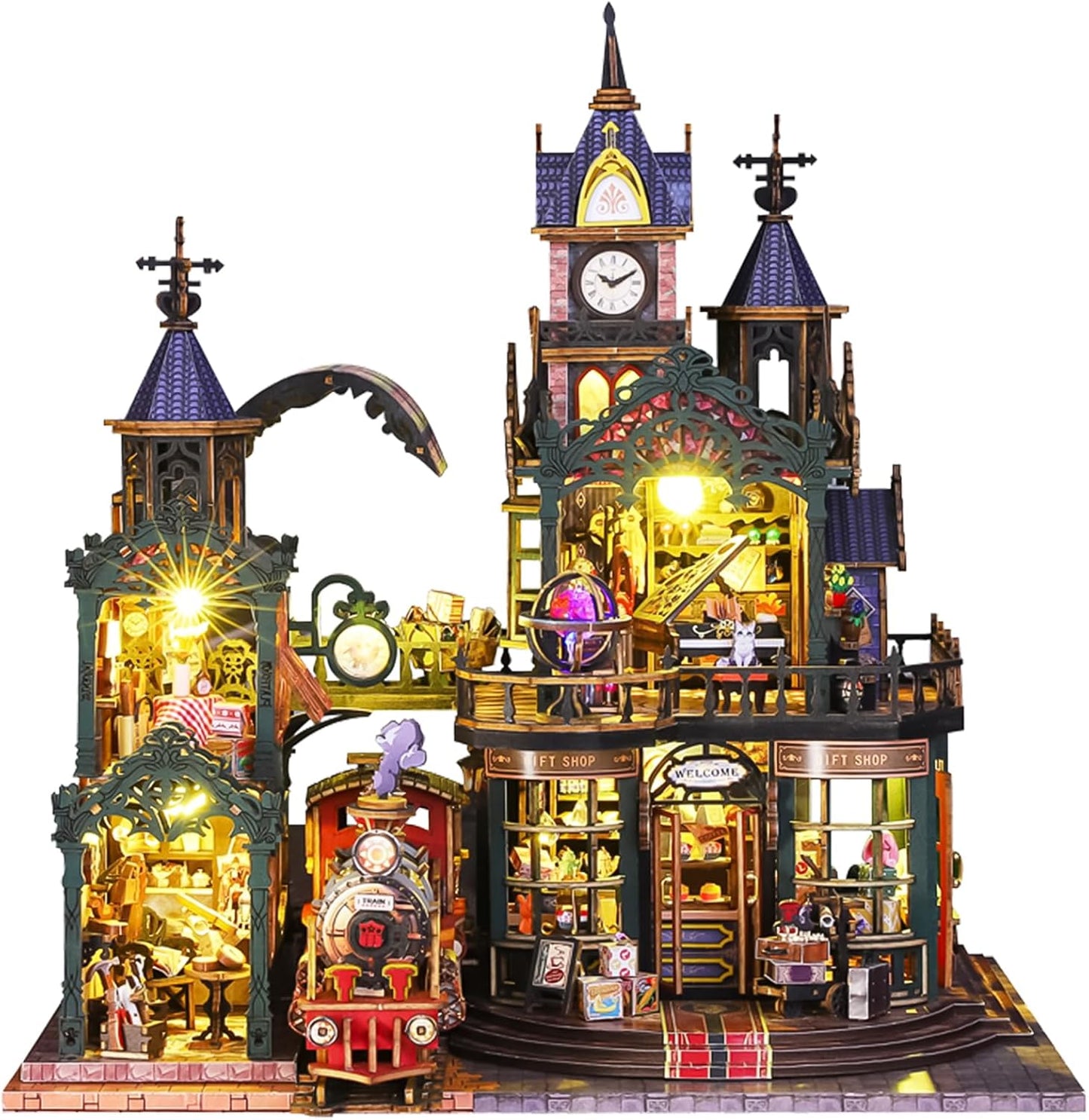 DIY Dollhouse Miniature House Kit,DIY Kit Mini House Model,1:24 Scale Creative Doll House Best Christmas Birthday Gift for Lovers Boys and Girls. (Rail-TRACKSECLUDED City01)