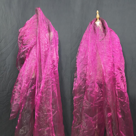 Two-Tone Iridescent Holographic Organza Fabric - 5.5 Yards | Lightweight Sheer Gauze Voile Tulle | for Dresses, Party Decor, DIY Crafts, Shiny Backdrops(Fuchsia Black)