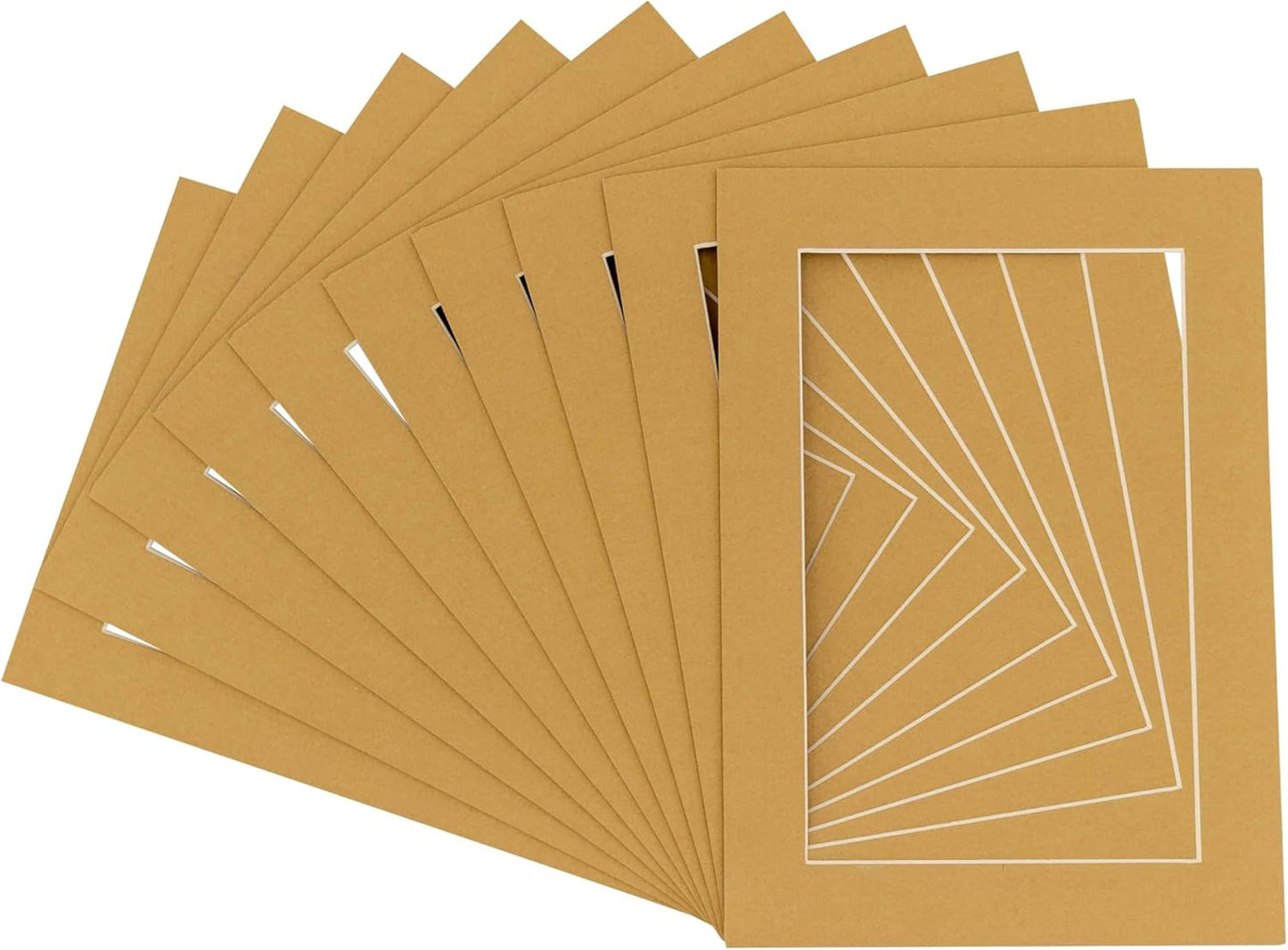 11x14 Mat for 8.5x11 Photo - Precut Rattan Beige Picture Matboard for Frames 11 x 14 Inches - Bevel Cut to Display Art 8.5 x 11 Inches - Acid Free Pack of 100 MATS with Backing Boards & Clear Bags