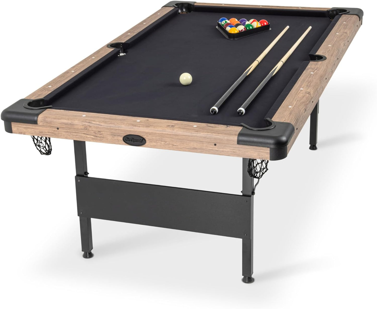 GoSports 6, 7, or 8 ft Billiards Tables - No Assembly, Choose Your Color - Portable Pool Table Includes Full Set of Balls, 2 Cue Sticks, Chalk and Felt Brush
