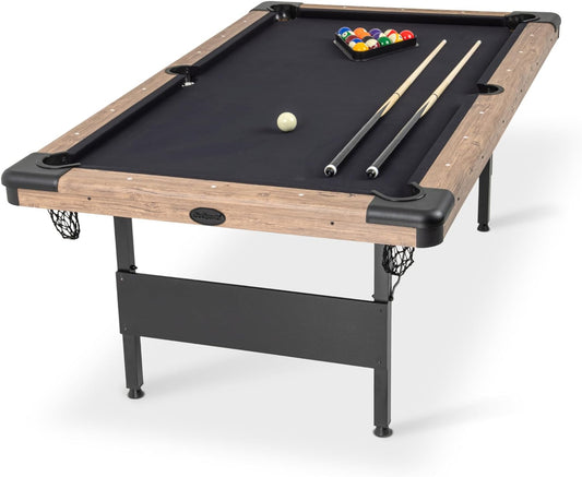 GoSports 6, 7, or 8 ft Billiards Tables - No Assembly, Choose Your Color - Portable Pool Table Includes Full Set of Balls, 2 Cue Sticks, Chalk and Felt Brush