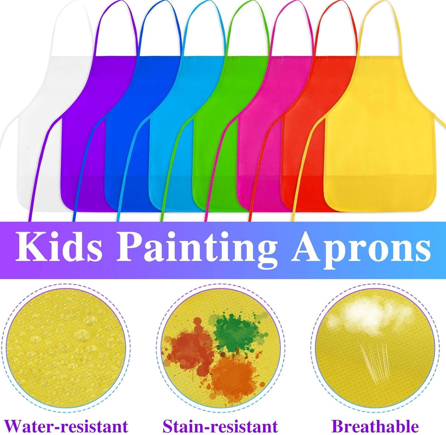8 Pcs Kids Apron Painting Aprons for Kids Art Smocks Paint Apron Bulk for Painting Classroom Activity Kitchen Crafts Party Supplies