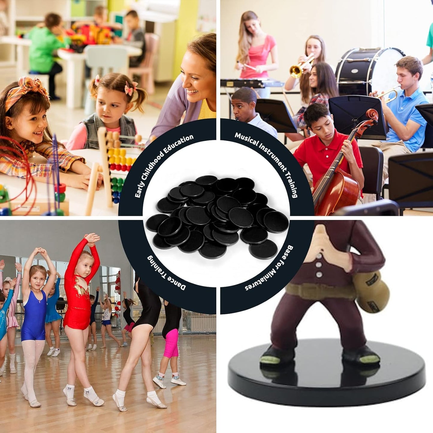 Set of 100 Opaque Plastic Learning Counters Mini Poker Chips Game Tokens with Storage Box (Black, 1.26 Inch)