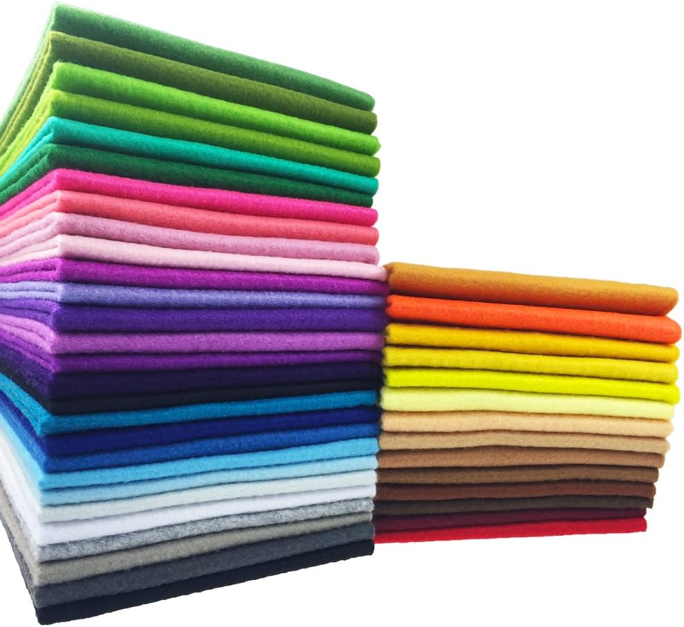flic-flac 42pcs1.4mm Thick Soft Felt Fabric Sheet Assorted Color Felt Pack DIY Craft Sewing Squares Nonwoven Patchwork (20cm * 30cm)