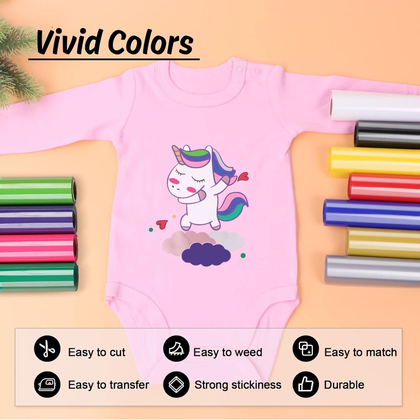 HTVRONT HTV Vinyl Rolls Heat Transfer Vinyl - 12" x 5ft Coral HTV Vinyl for Shirts, Iron on Vinyl for All Cutter Machine - Easy to Cut & Weed for Heat Vinyl Design (Coral)