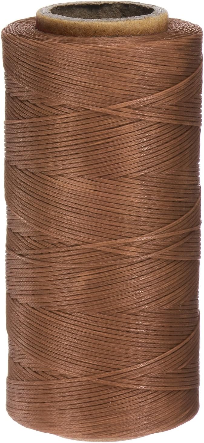uxcell Leather Sewing Waxed Thread, 284 Yards / 260m 0.8mm 150D Flat Polyester All-Purpose Threads for Leather Crafts, Bookbinding, Burgundy