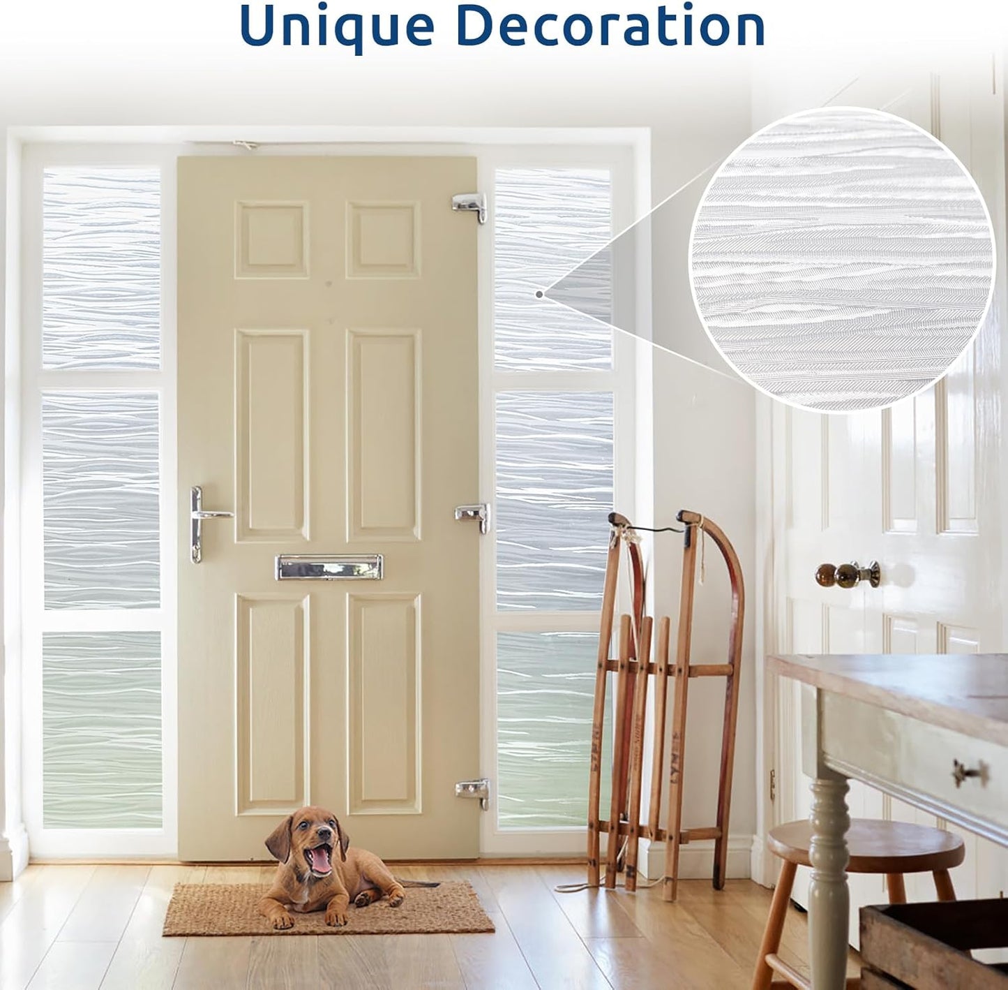 rabbitgoo Window Privacy Film Frosted Glass Film Removable Vinyl Door Coverings UV Blocking Decorative Static Cling Non-Adhesive Window Clings Sticker for Home Decor, 23.6 x 157.4 Inches