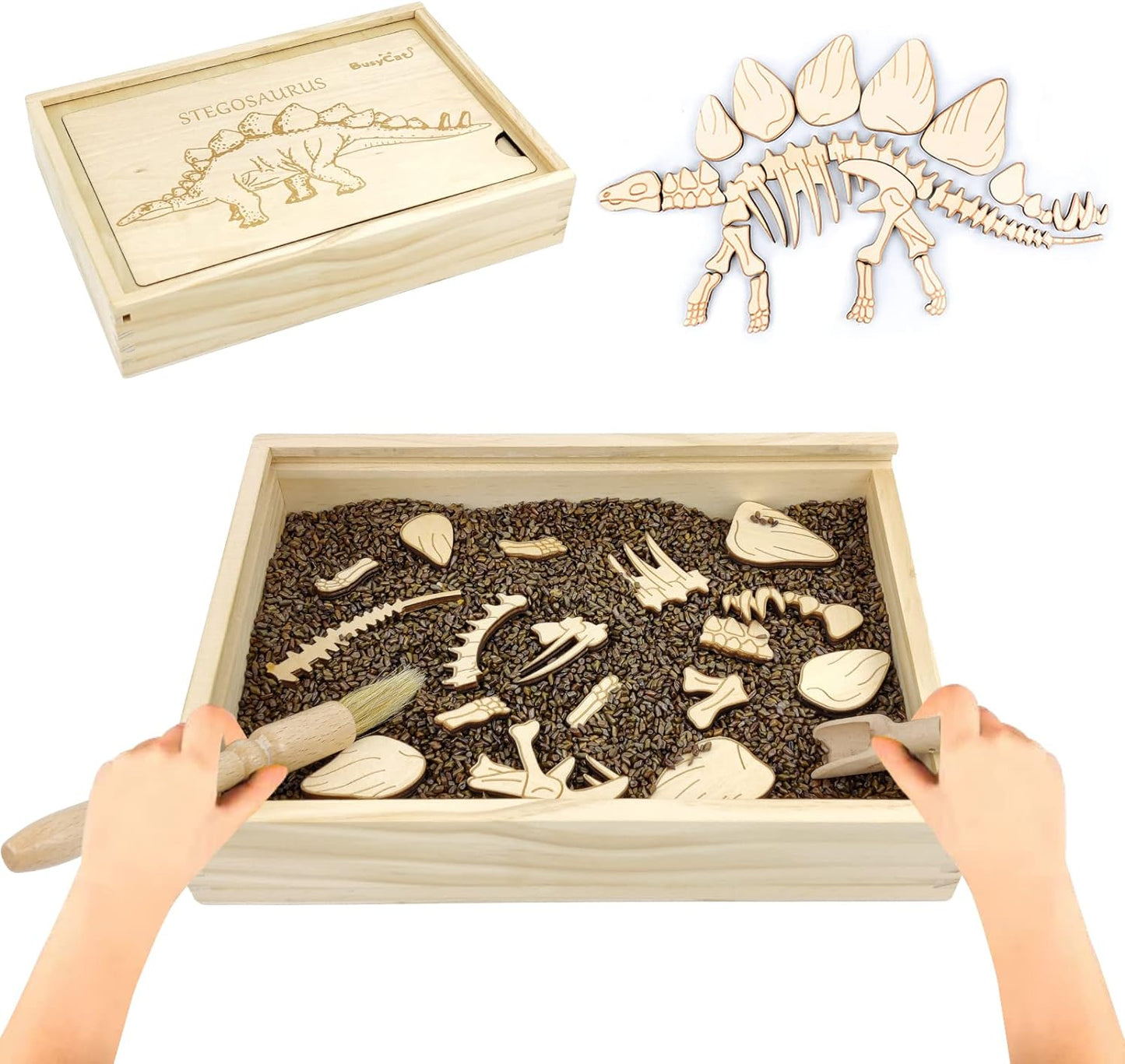Dinosaur Excavation Archaeology Dig Kit for Kids, Fossil Explore Sensory Bin Toys, Dino Skeletons Bones Puzzle Game, Archaeology Science STEM Toys for Boys and Girls (Stegosaurus)