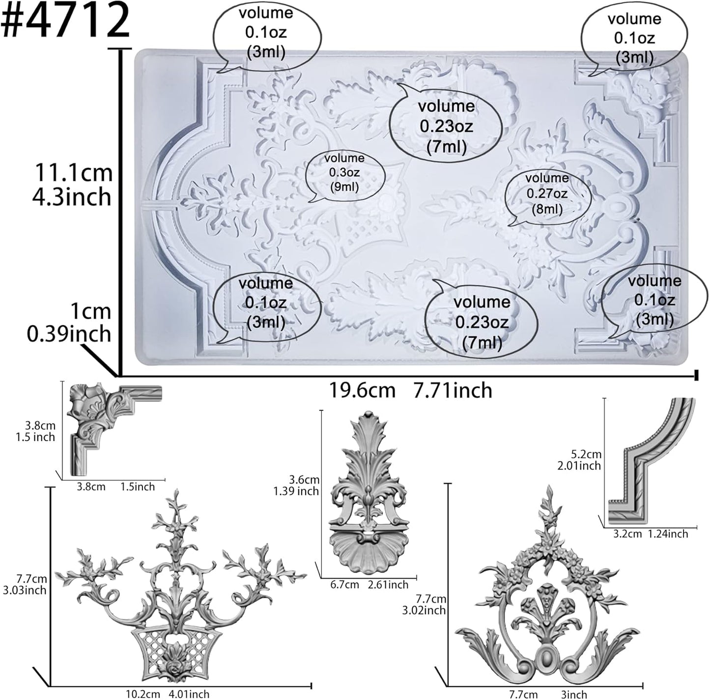 Art Mold for Polyclay Air Dry Clay Plaster, Medallion Frame