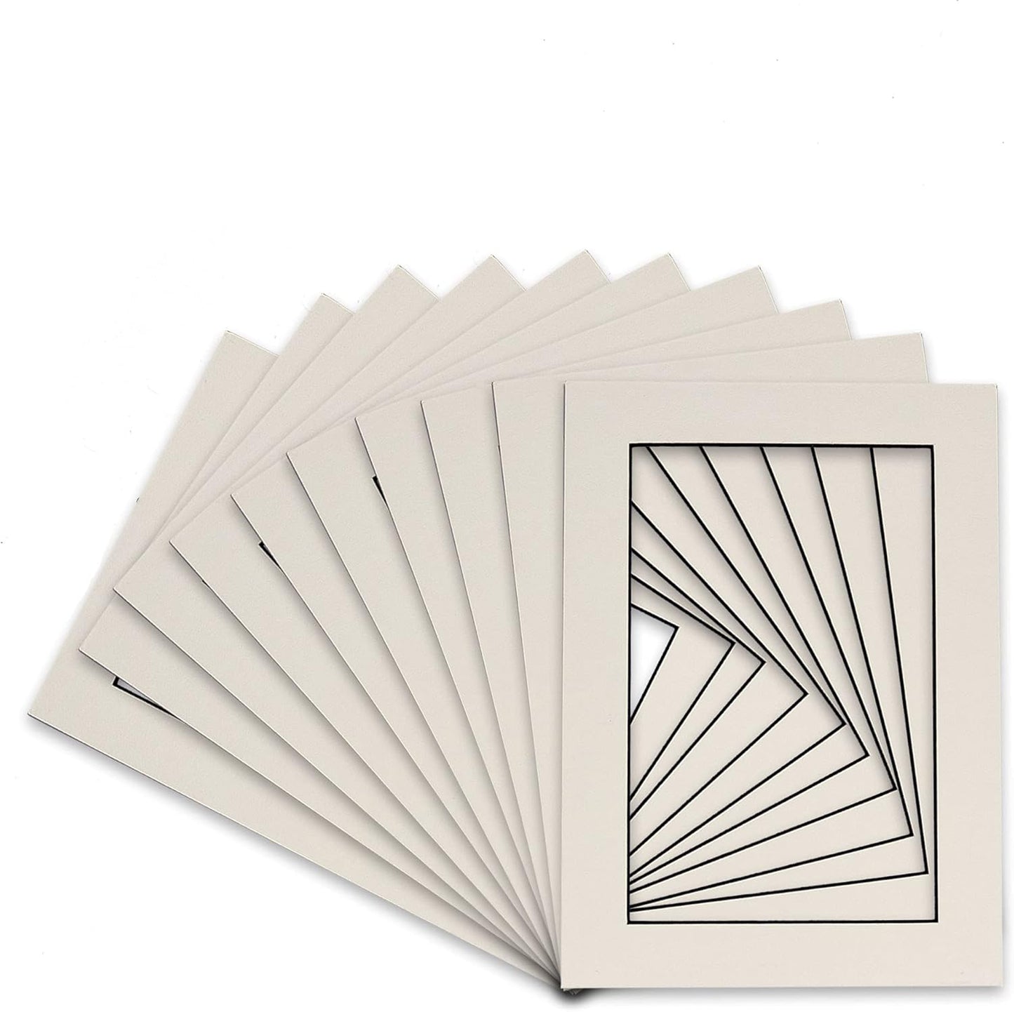 Pack of Ten Acid Free 11x14 Mats Bevel Cut for 8.5x11 Photos - White With Black Core Precut Matboards With Backing Boards and Self Seal Bags for Pictures, Framing - 4-ply Thickness
